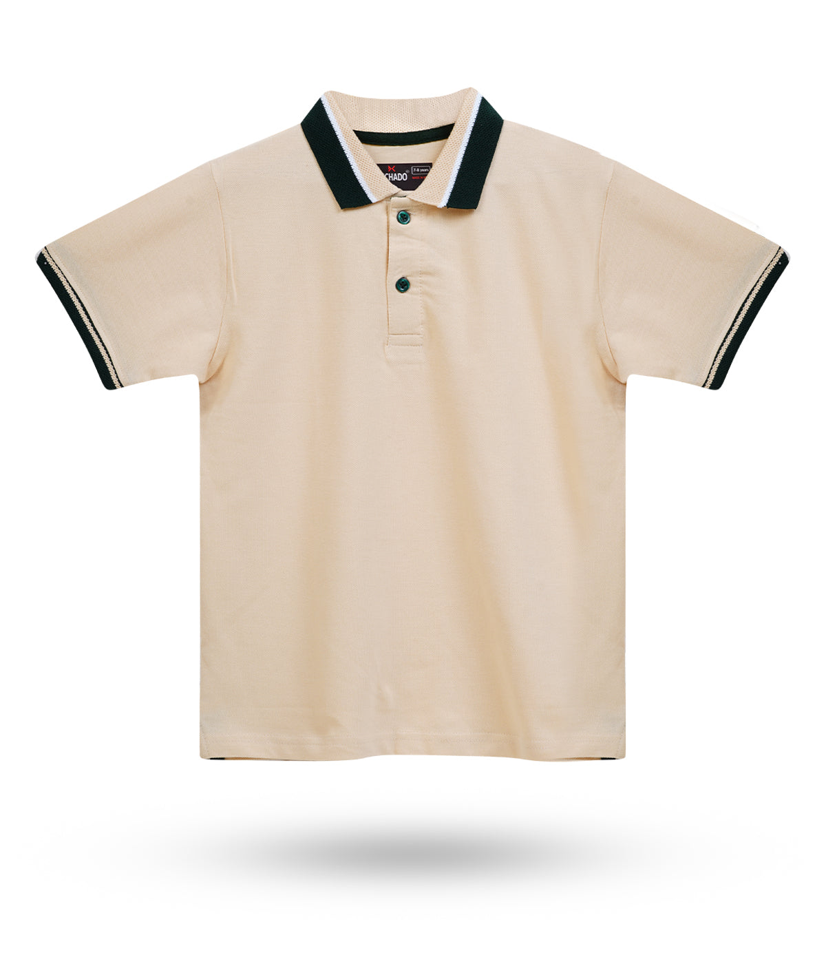 DECHADO - BOYS 100% COTTON POLO T-SHIRT - LIGHT BEIGE