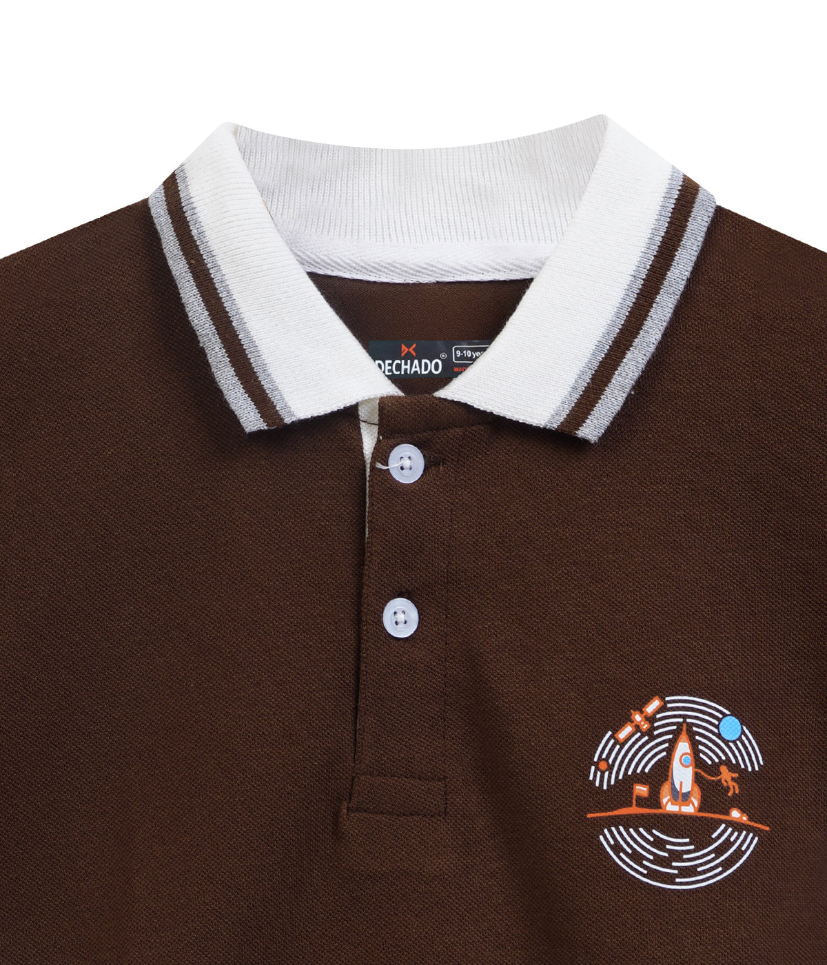 Dechado Boys Pure Cotton Polo T Shirt Brown&White