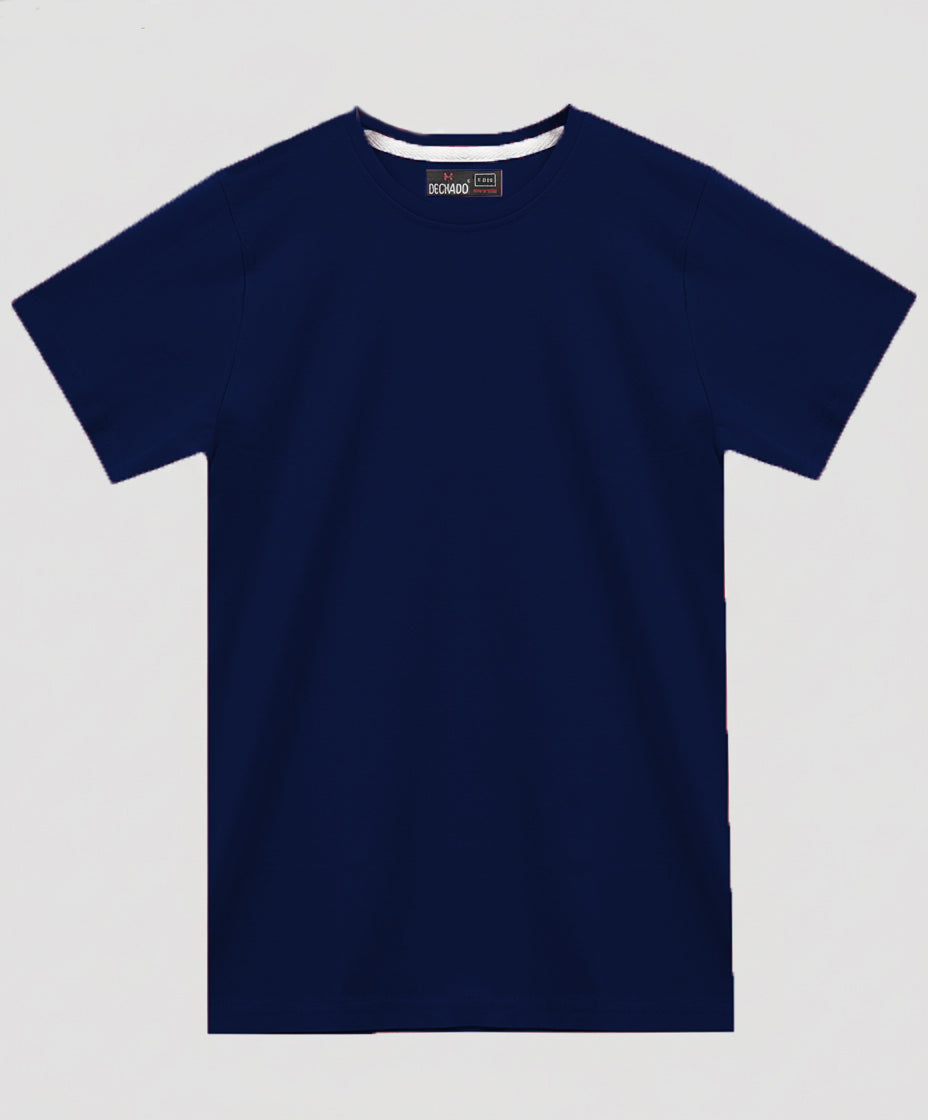 Dechado Boys Navy Blue Solid T-Shirt | 100% Cotton Round Neck Half Sleeve Casual Kids Wear Tee