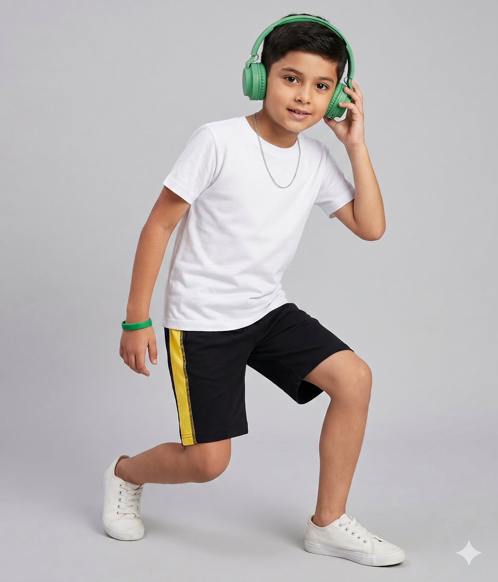 DECHADO Kids 100% Cotton Round Neck Half Sleeve T-Shirt Combo Pack of 2 - White & Orange | Ages 2-16 Years
