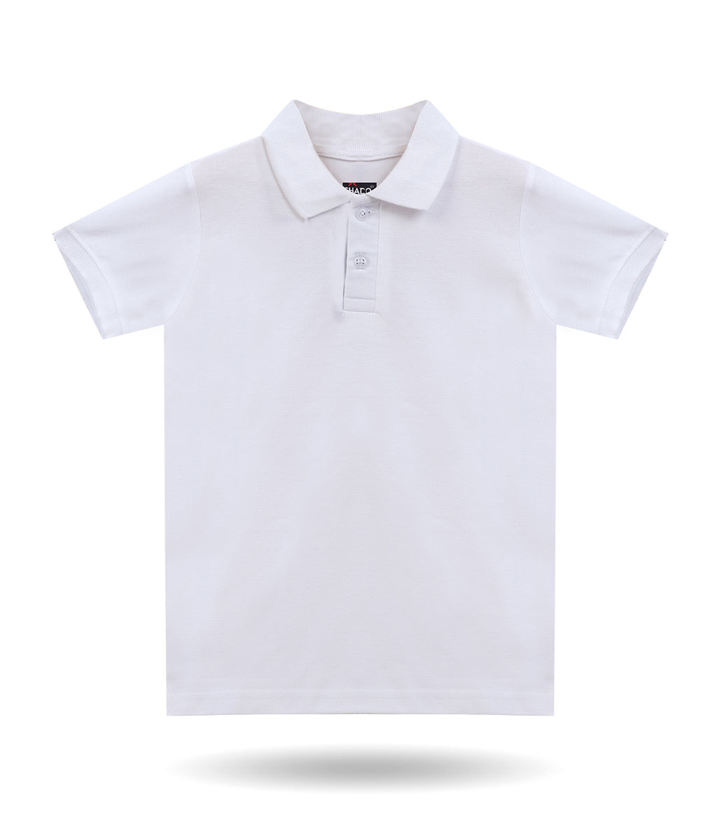 DECHADO - BOYS 100% COTTON SOLID POLO - WHITE