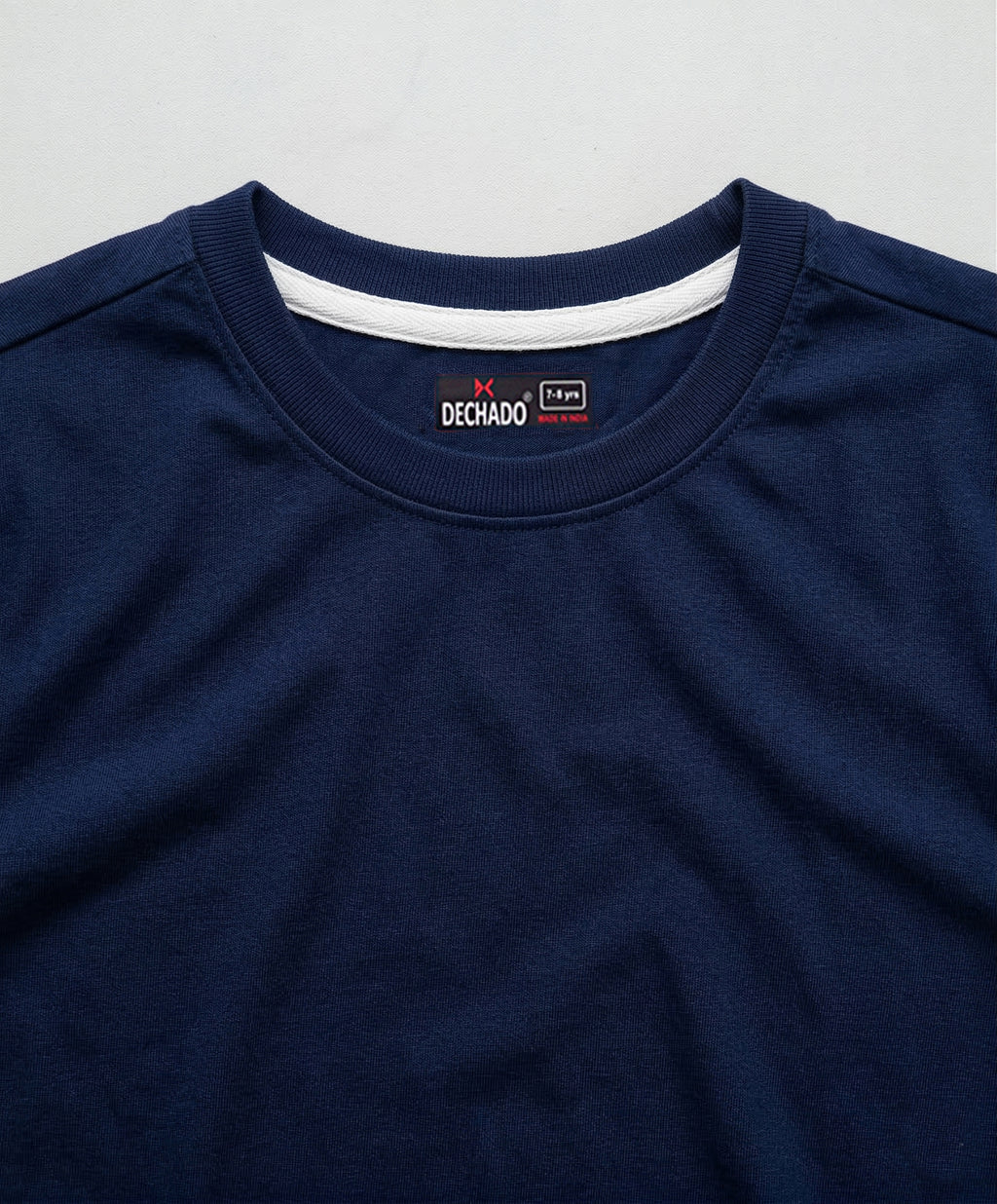 Dechado Boys Navy Blue Solid T-Shirt | 100% Cotton Round Neck Half Sleeve Casual Kids Wear Tee