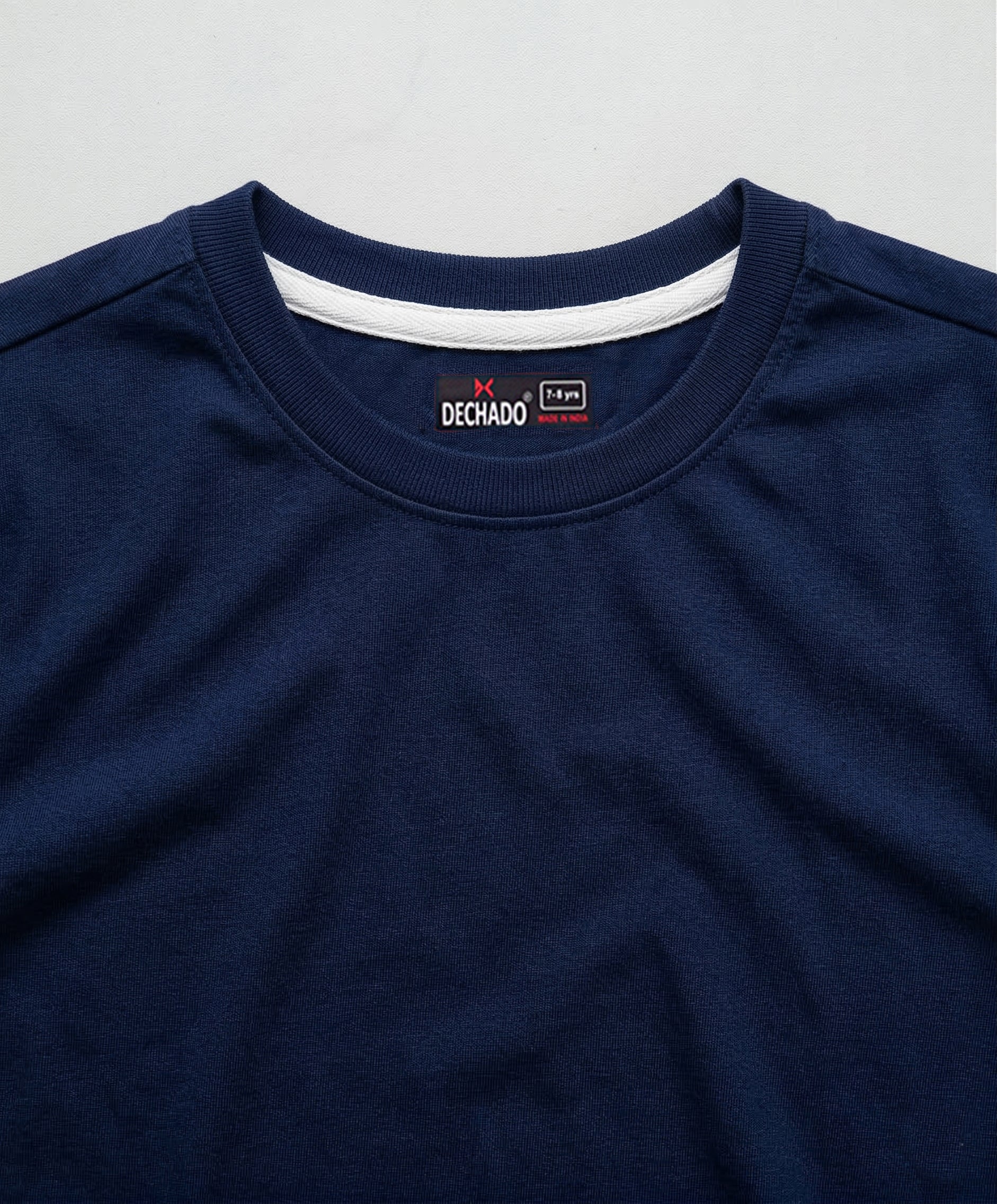 Dechado Boys Navy Blue Solid T-Shirt | 100% Cotton Round Neck Half Sleeve Casual Kids Wear Tee