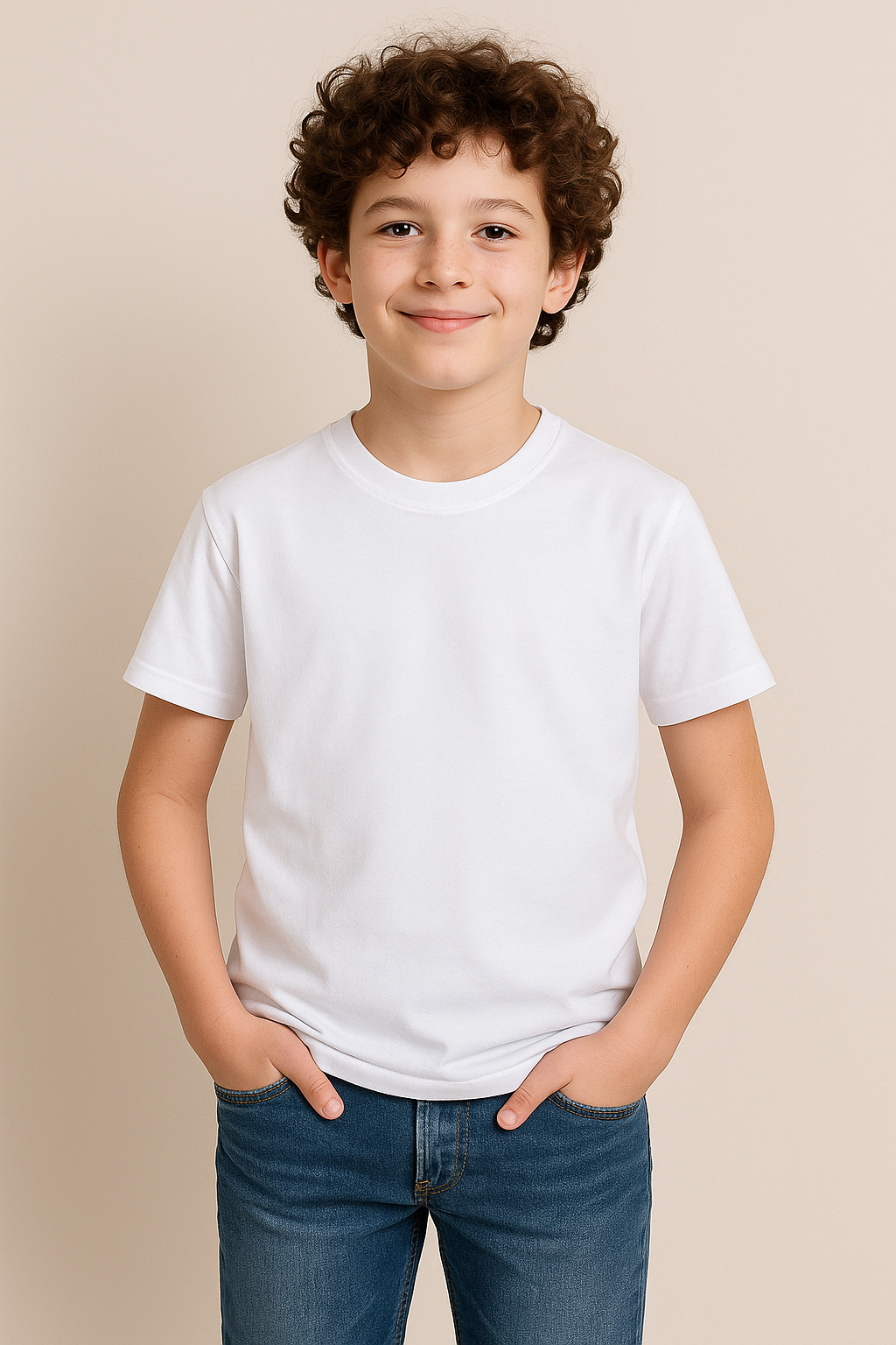 Boys Solid Pure Cotton Regular T Shirt  (White, Pack of 1)