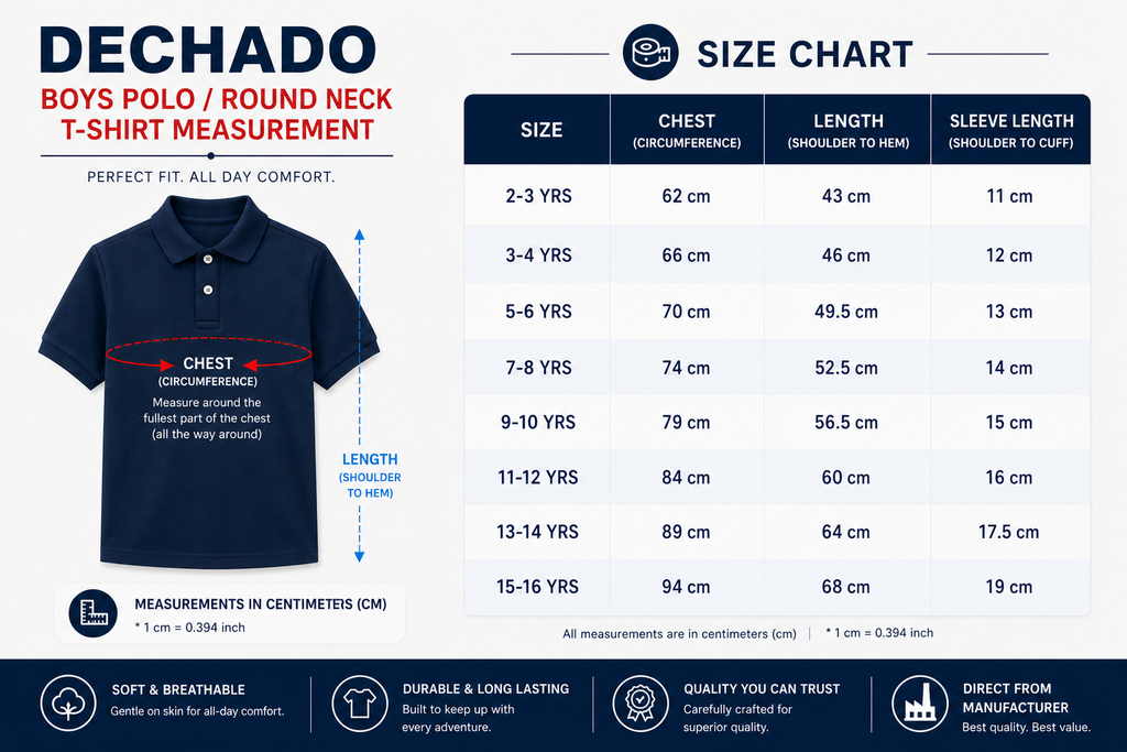 Dechado Kids Solid Red Polo T-Shirt | 100% Cotton | Half Sleeve | 2–16 Years