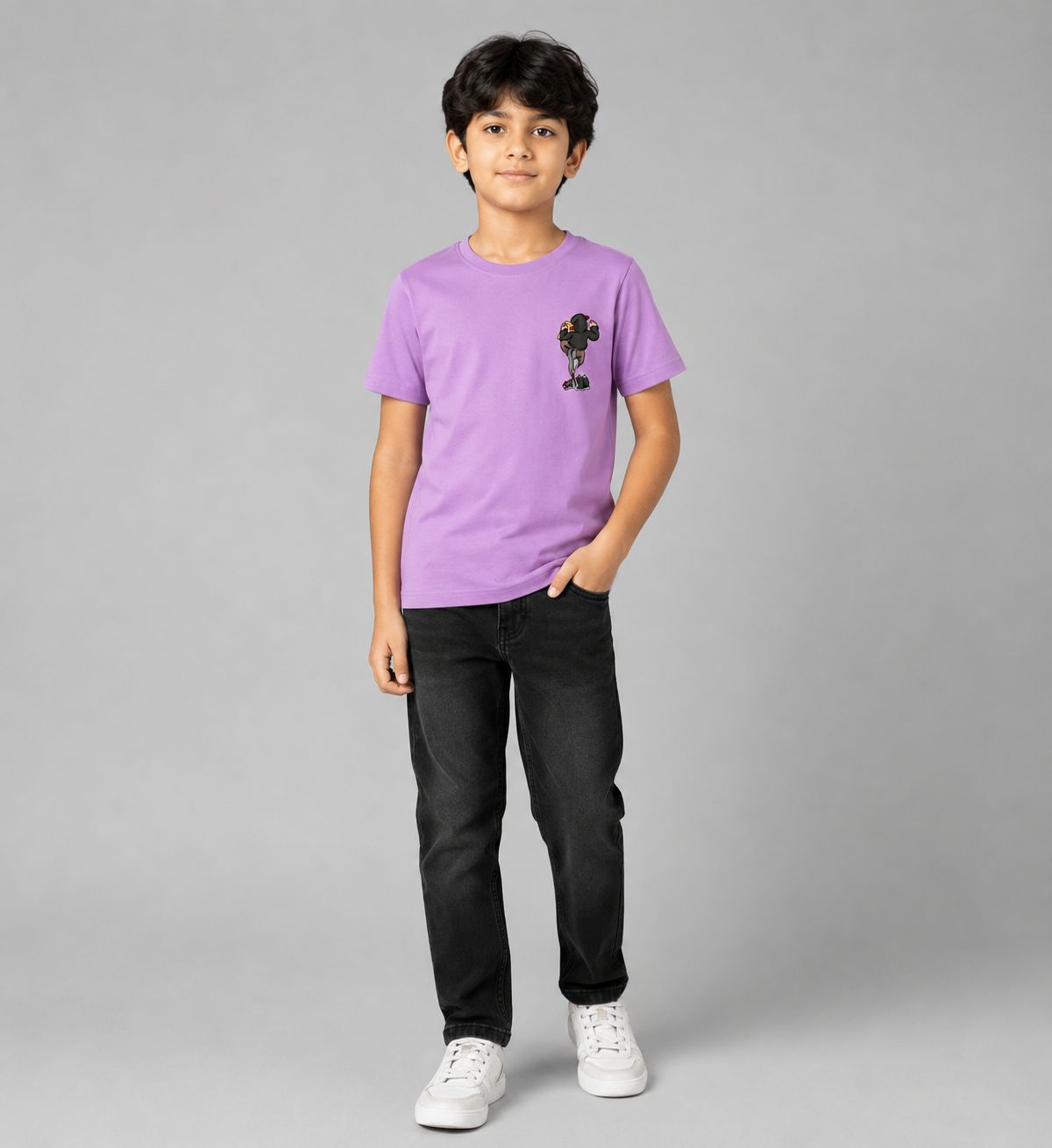 DECHADO Kids Lavender Graphic Printed 100% Cotton T-Shirt | Round Neck Half Sleeve Casual Tee | 2-16 Years
