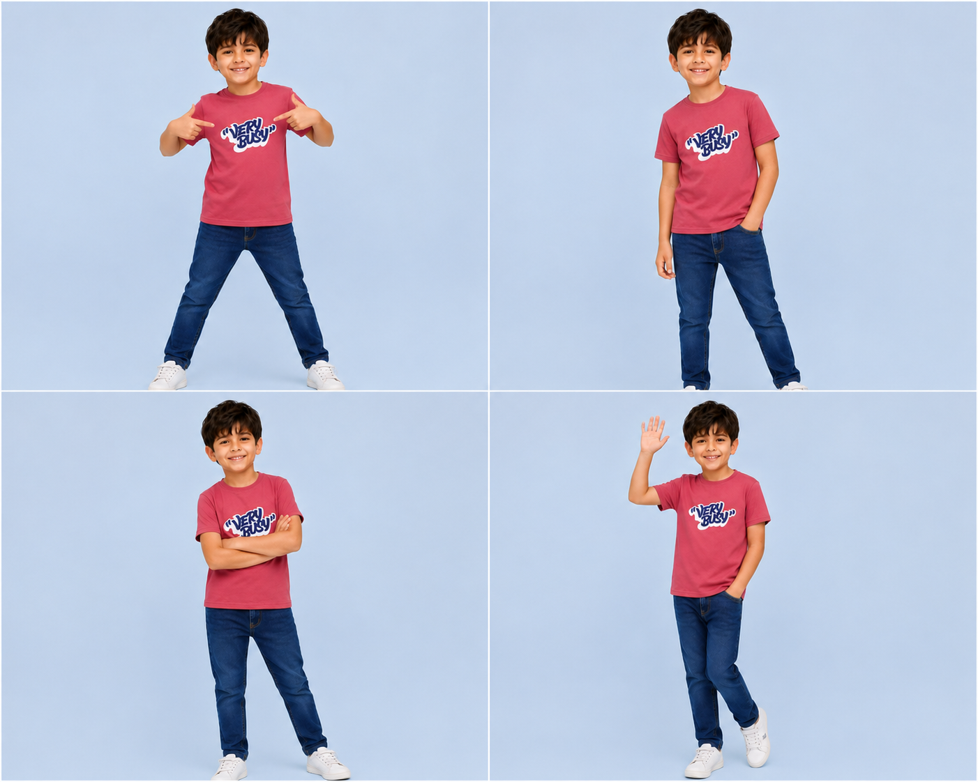 Dechado Boys Premium Cotton Graphic Onion Pink T-Shirt – "Very Busy" Print | 2–16 Years