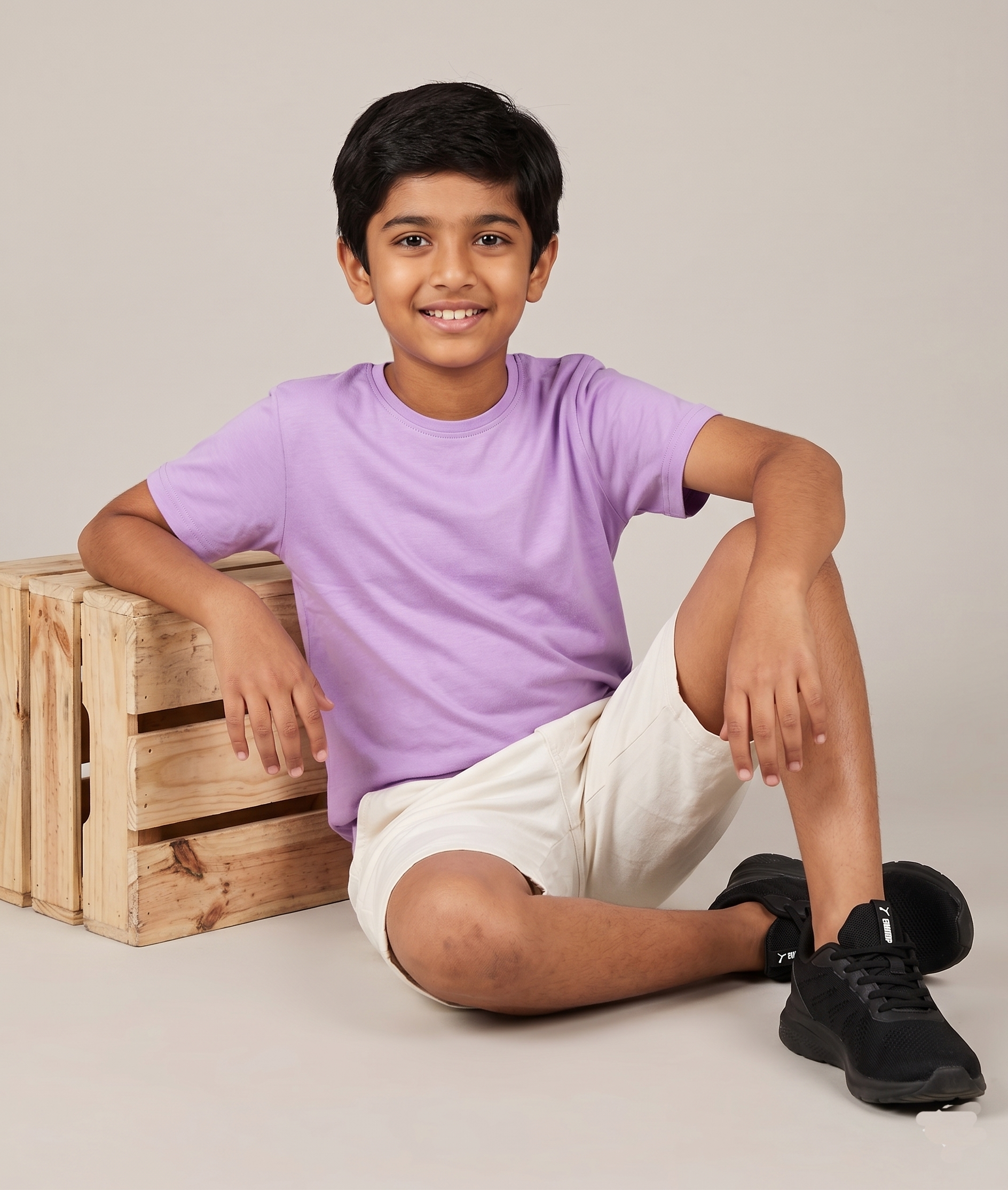 Dechado- Boys 100% Pure Cotton Crew Neck T-Shirt (Ages 2-16) – Pastel Lavender