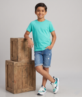 Boys Solid Pure Cotton Regular T Shirt  (Green, Pack of 1)