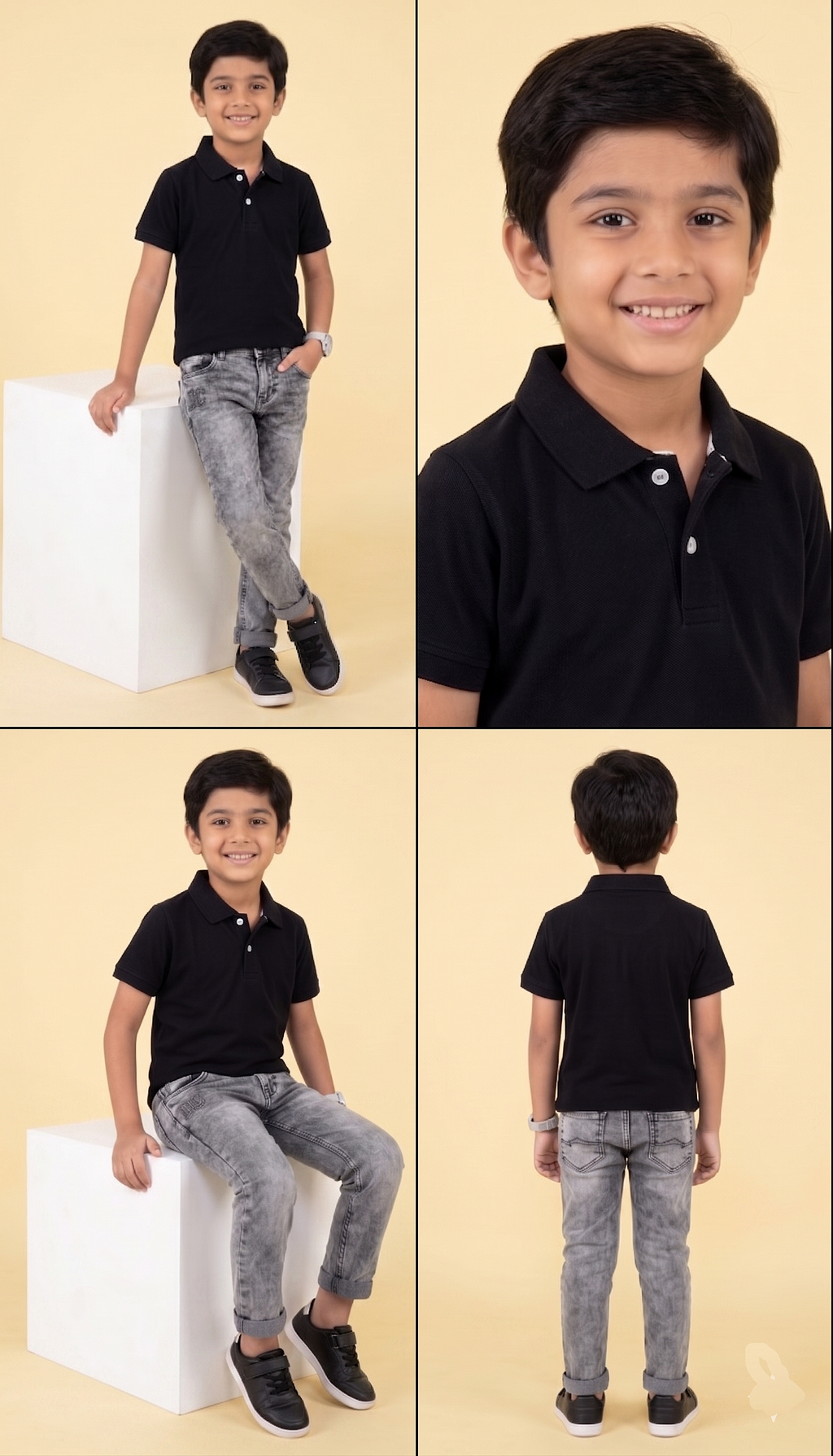 DECHADO - BOYS 100% COTTON SOLID POLO - BLACK