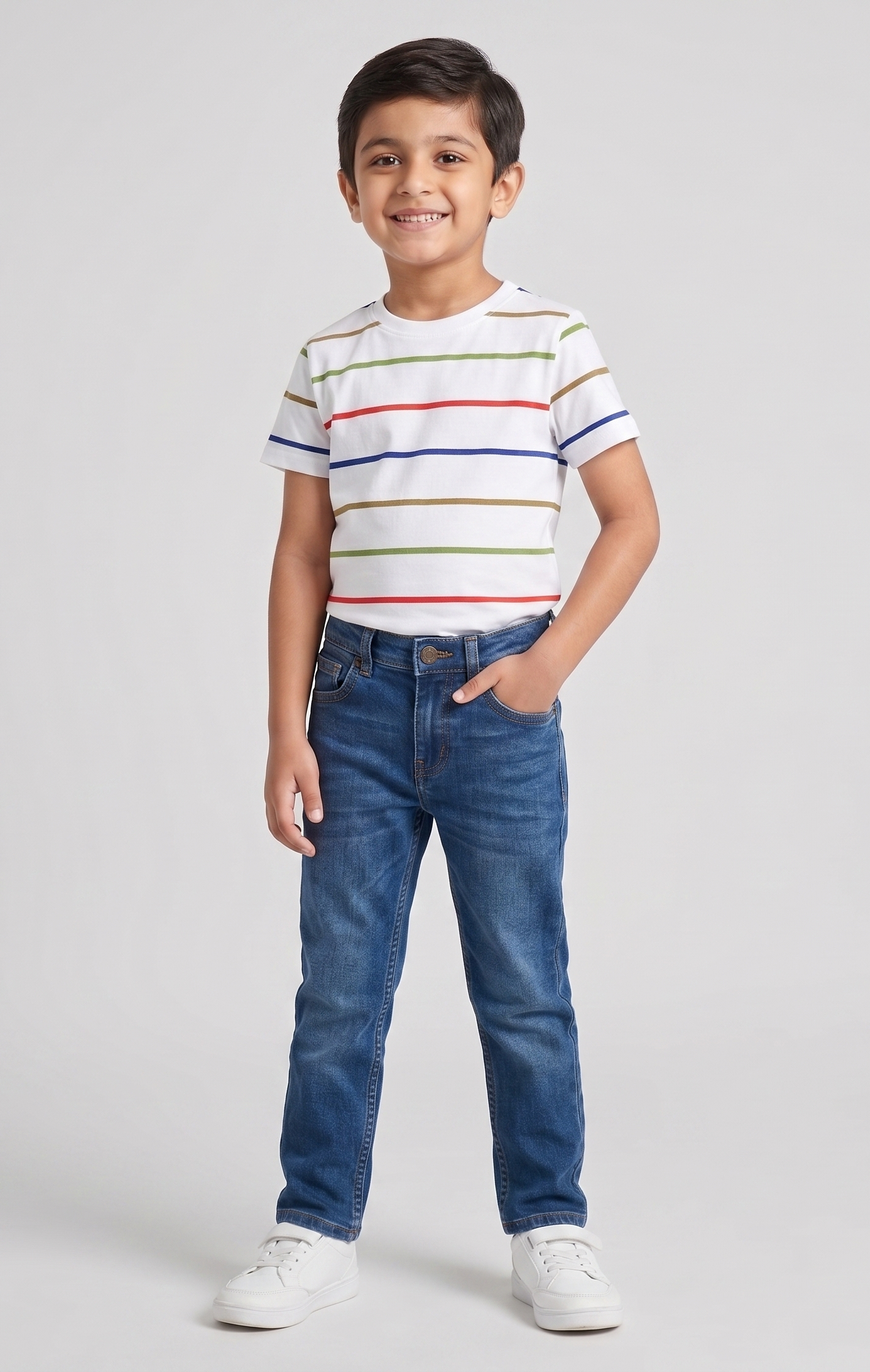 Dechado Boys Striped Pure Cotton T Shirt