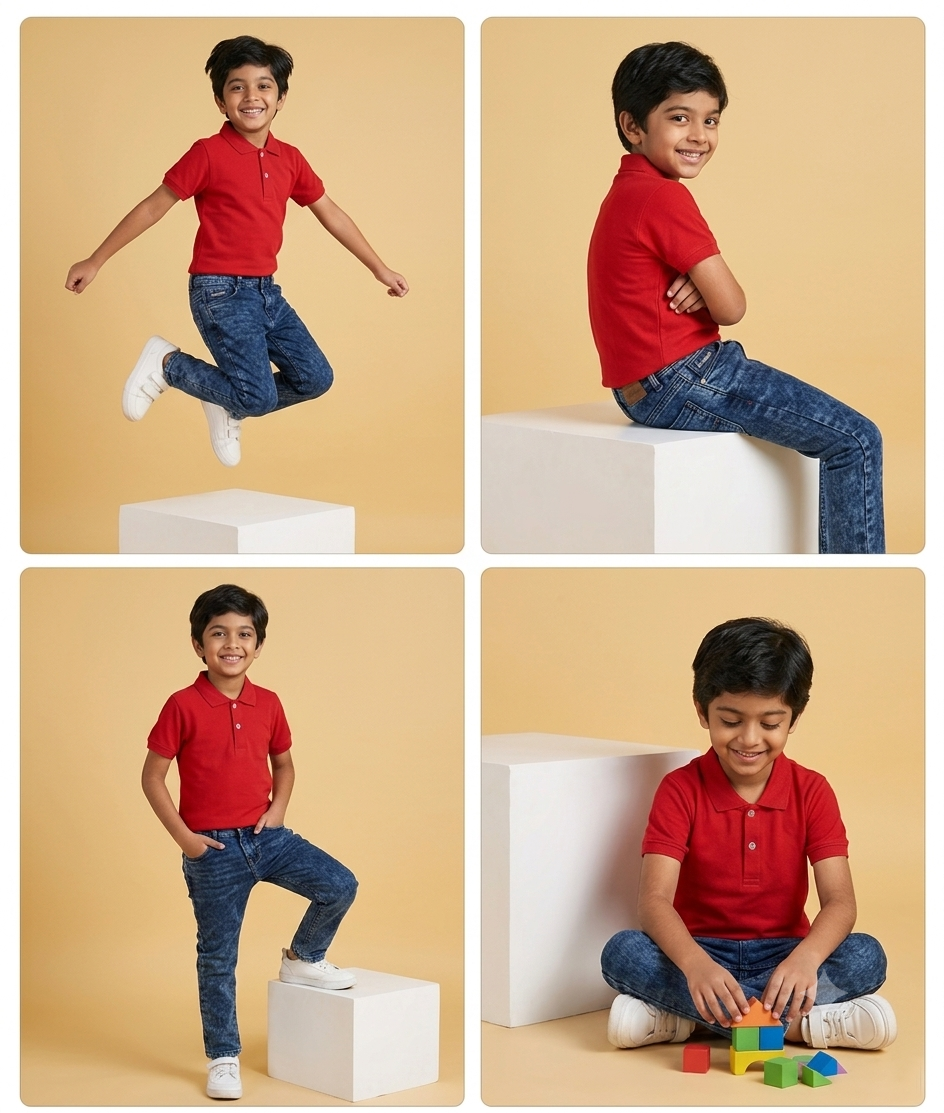 Dechado Kids Solid Red Polo T-Shirt | 100% Cotton | Half Sleeve | 2–16 Years