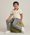 DECHADO - BOYS 100% COTTON POLO T-SHIRT - LIGHT BEIGE