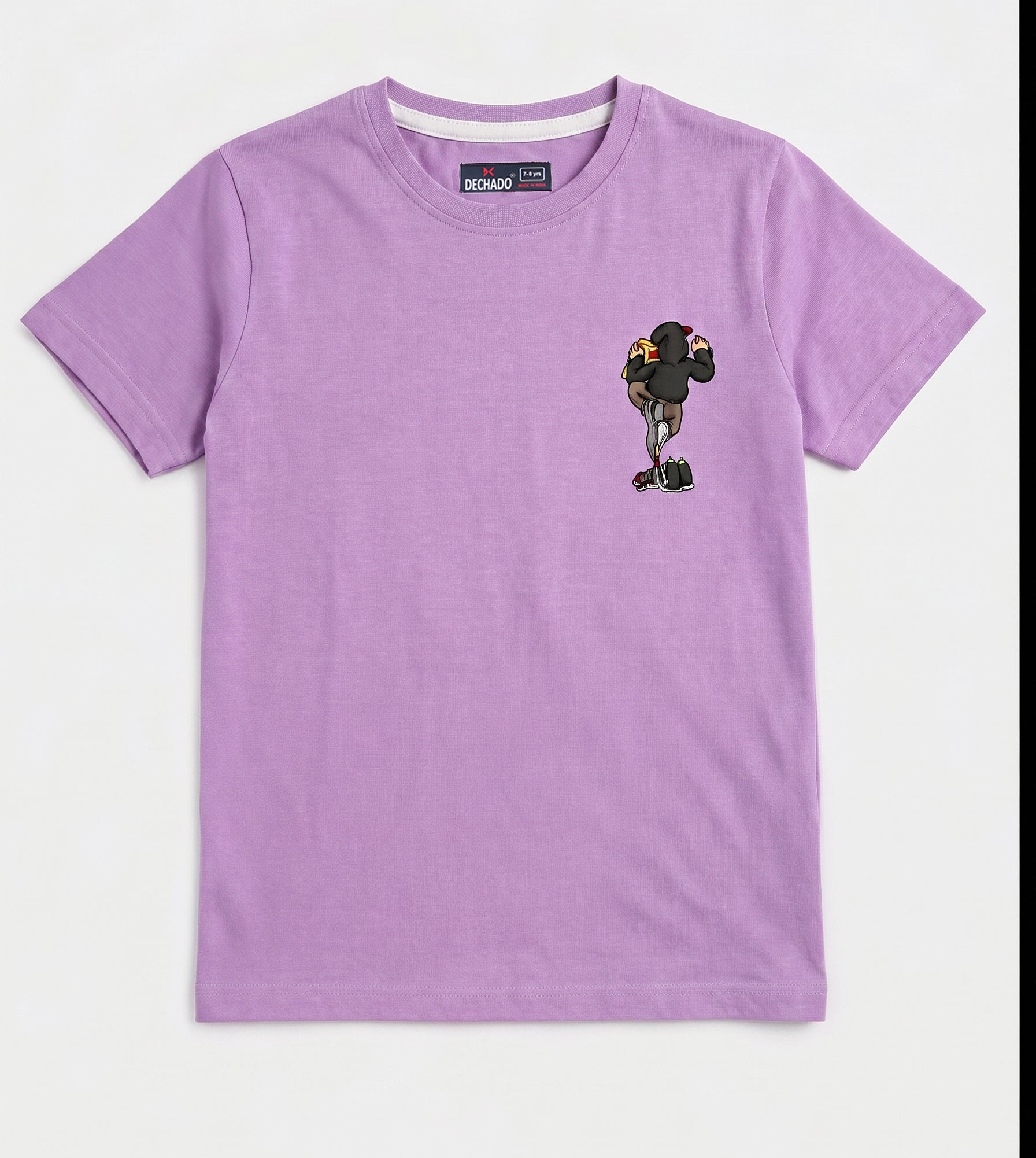 DECHADO Kids Lavender Graphic Printed 100% Cotton T-Shirt | Round Neck Half Sleeve Casual Tee | 2-16 Years