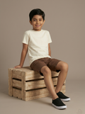 Dechado - Boys 100% Cotton Solid T-Shirt – Ivory | Soft & Comfortable Casual Tee (2-16 Years)