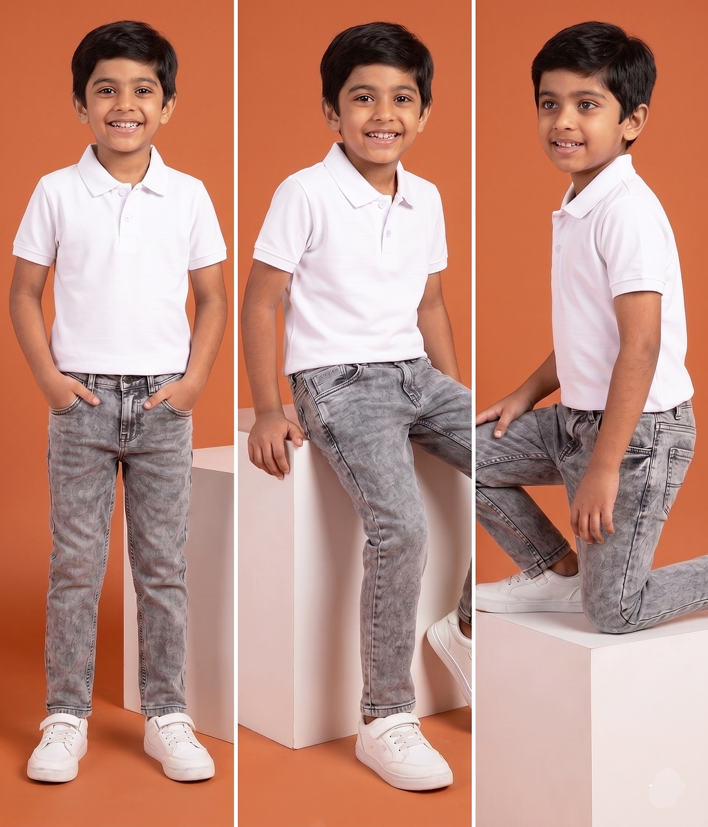 DECHADO - BOYS 100% COTTON SOLID POLO - WHITE