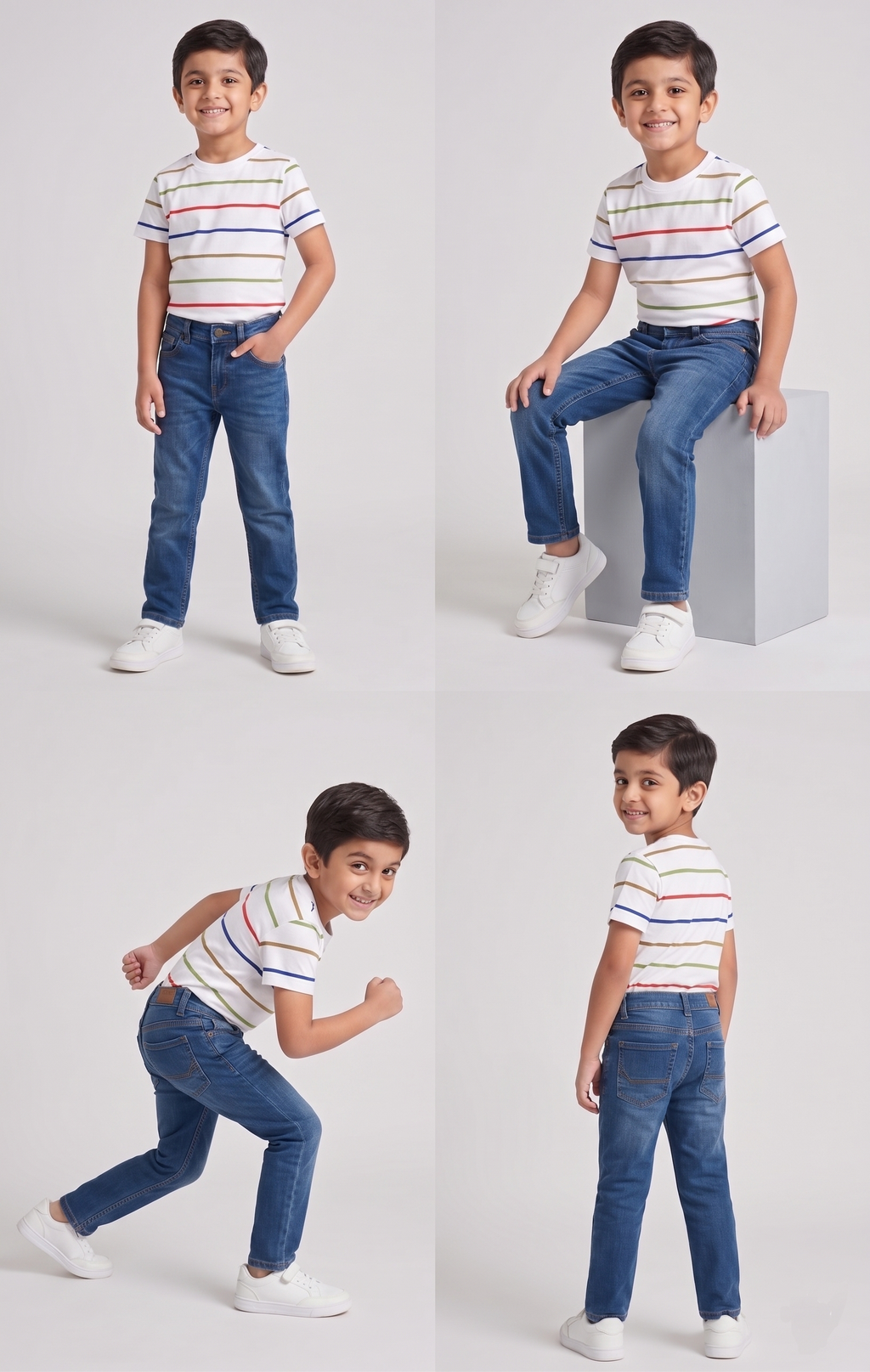 Dechado Boys Striped Pure Cotton T Shirt