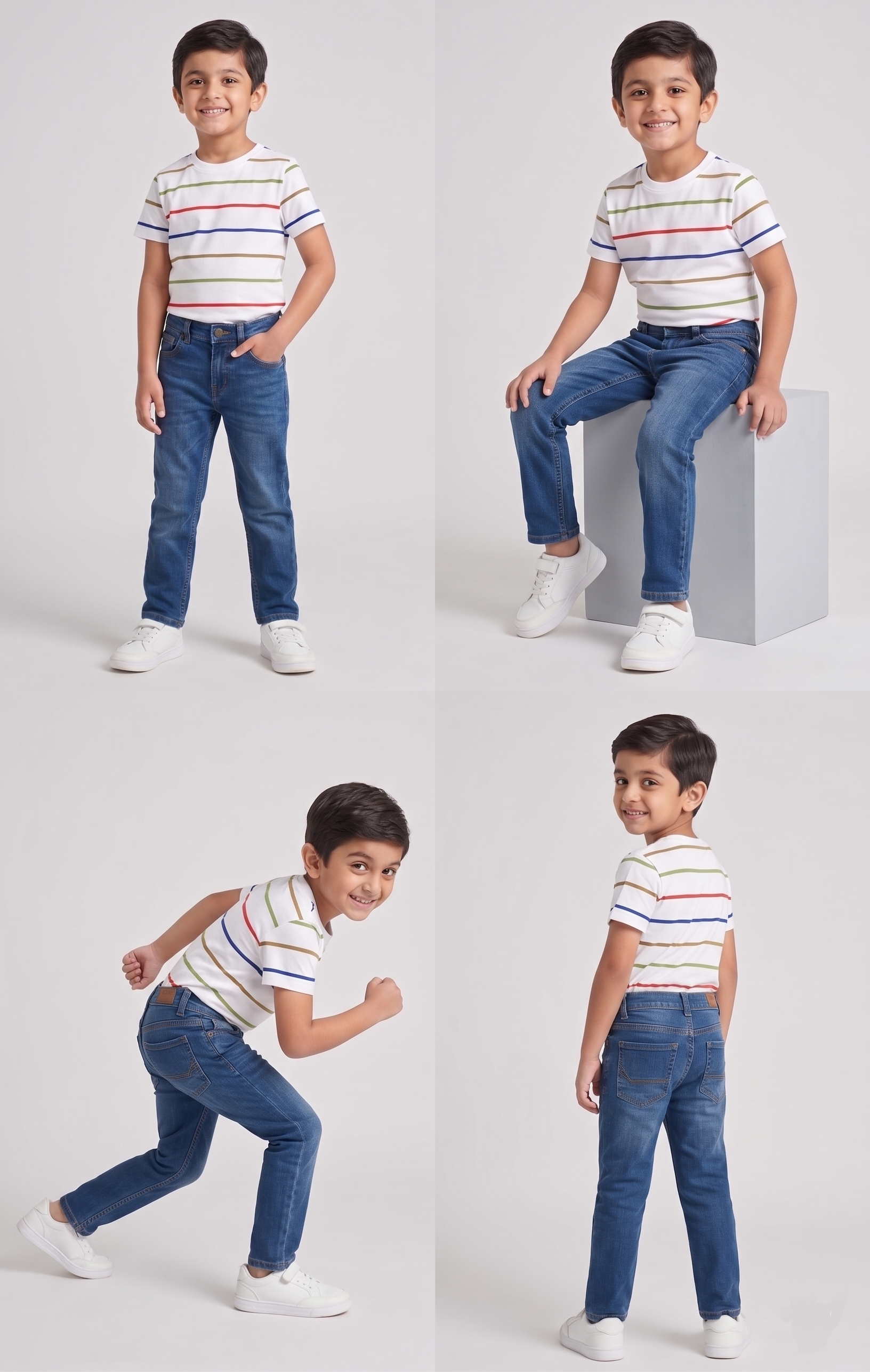 Dechado Boys Striped Pure Cotton T Shirt