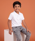 DECHADO - BOYS 100% COTTON SOLID POLO - WHITE