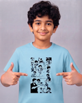 Dechado Kids Sky Blue Vijay Printed T-Shirt | 100% Cotton Round Neck Half Sleeve | 2-16 Years