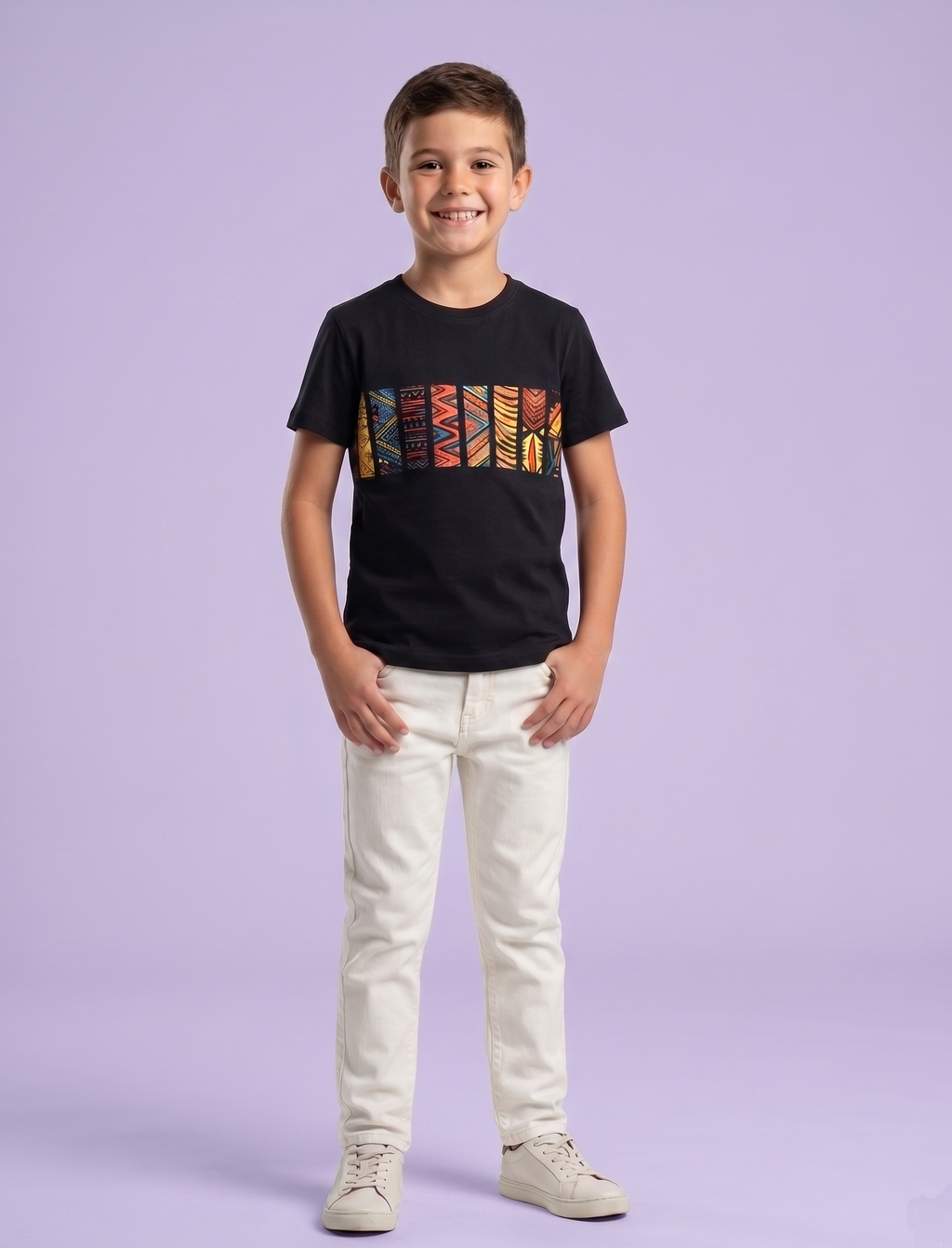 Kids Printed T-Shirt | 100% Cotton Black Multicolor Graphic Round Neck Half Sleeve Tee for Boys & Girls | Soft & Breathable Casual Wear | Ages 2–16 Years