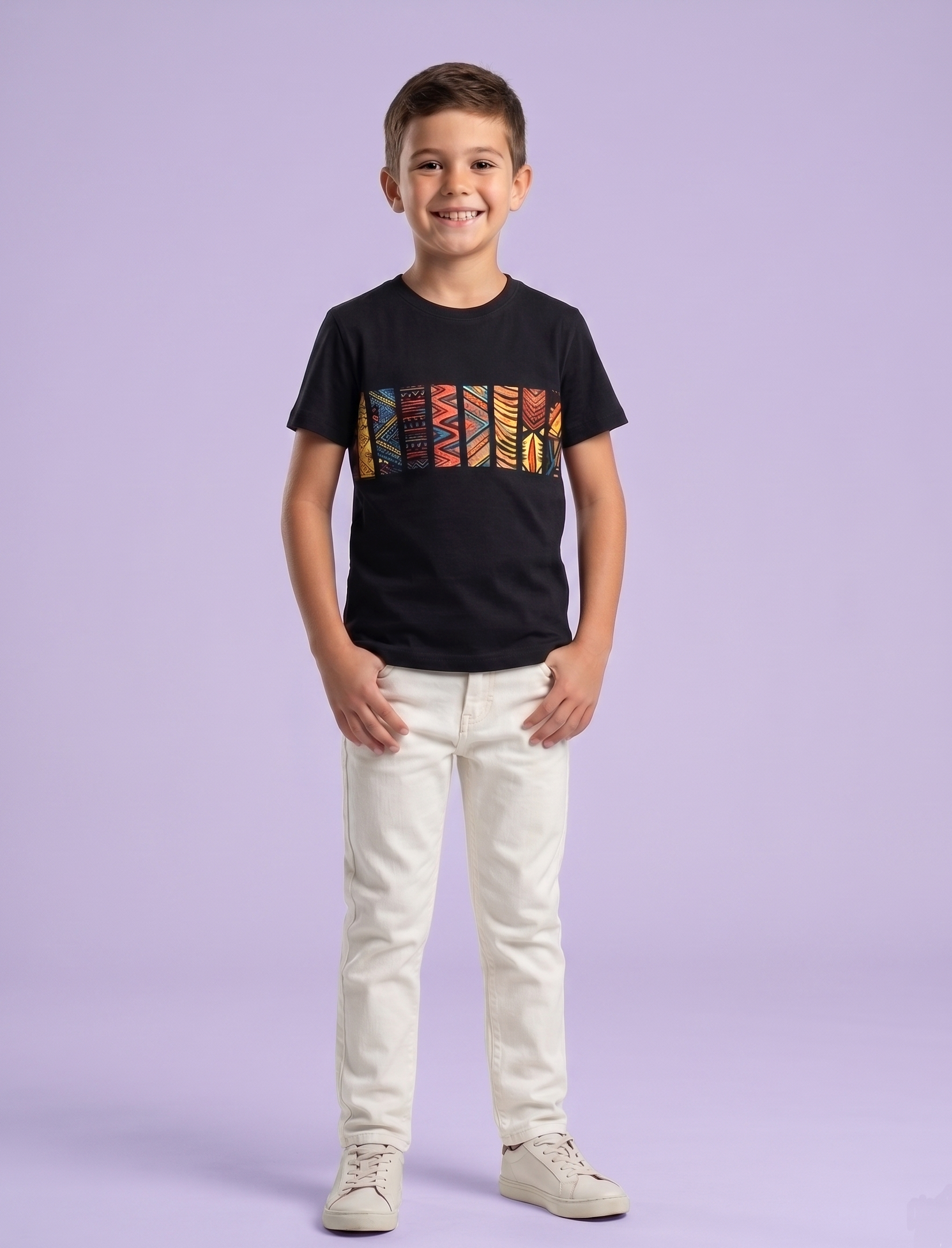 Kids Printed T-Shirt | 100% Cotton Black Multicolor Graphic Round Neck Half Sleeve Tee for Boys & Girls | Soft & Breathable Casual Wear | Ages 2–16 Years