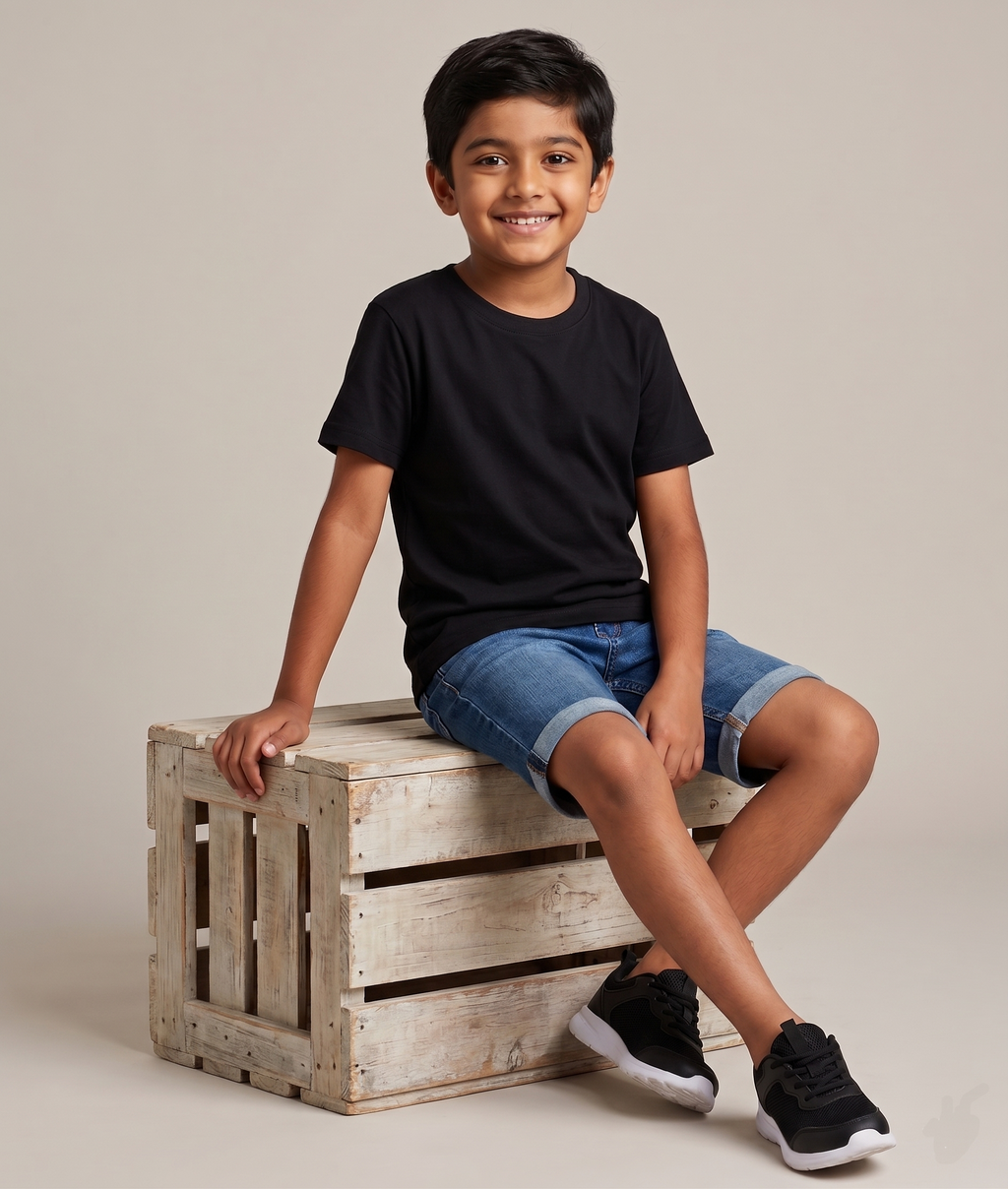 Boys Solid Pure Cotton Regular T Shirt  (Black, Pack of 1)