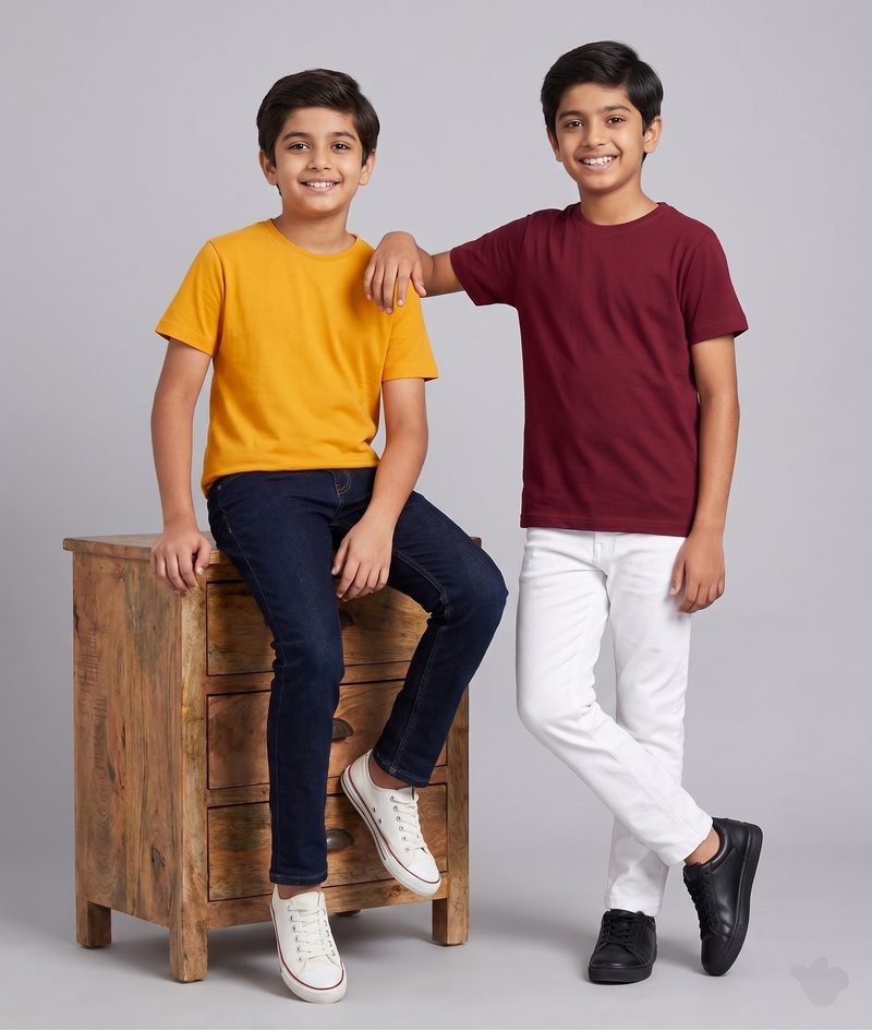Dechado Boys Solid Pure Cotton Regular T Shirt