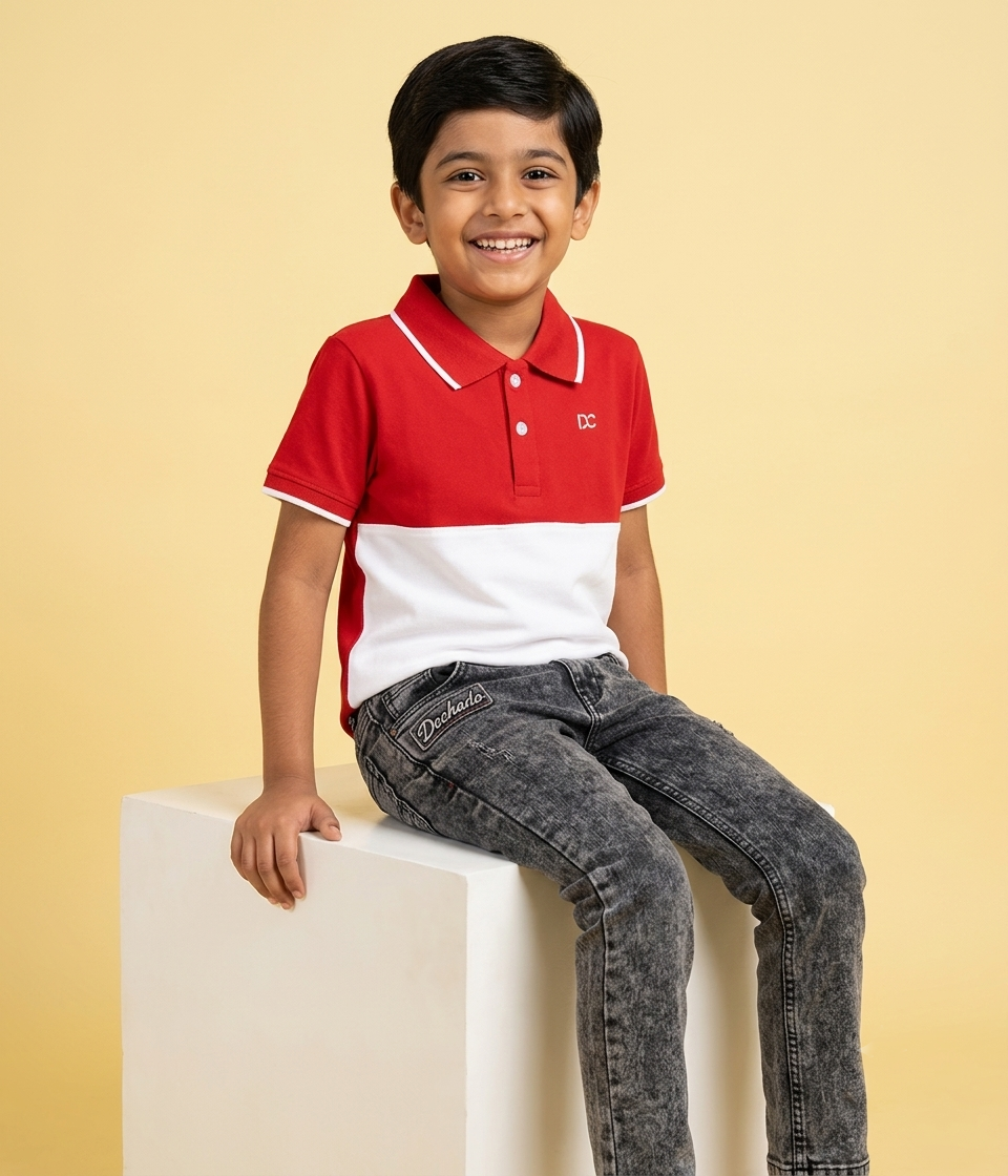 Dechado Boys Solid Pure Cotton T Shirt