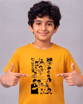 Dechado Kids Mustard Vijay Printed T-Shirt | 100% Cotton Round Neck Half Sleeve | 2-16 Years