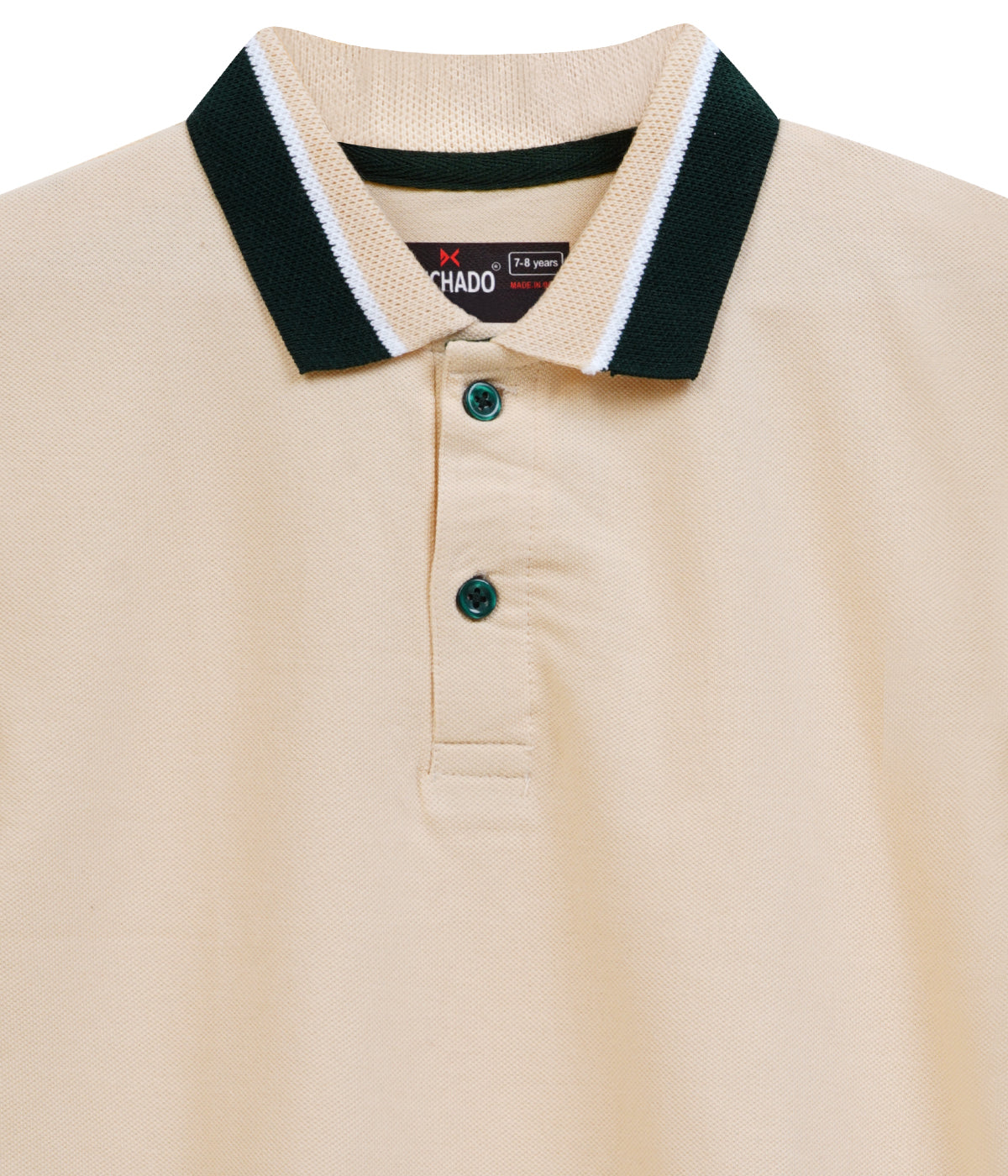 DECHADO - BOYS 100% COTTON POLO T-SHIRT - LIGHT BEIGE