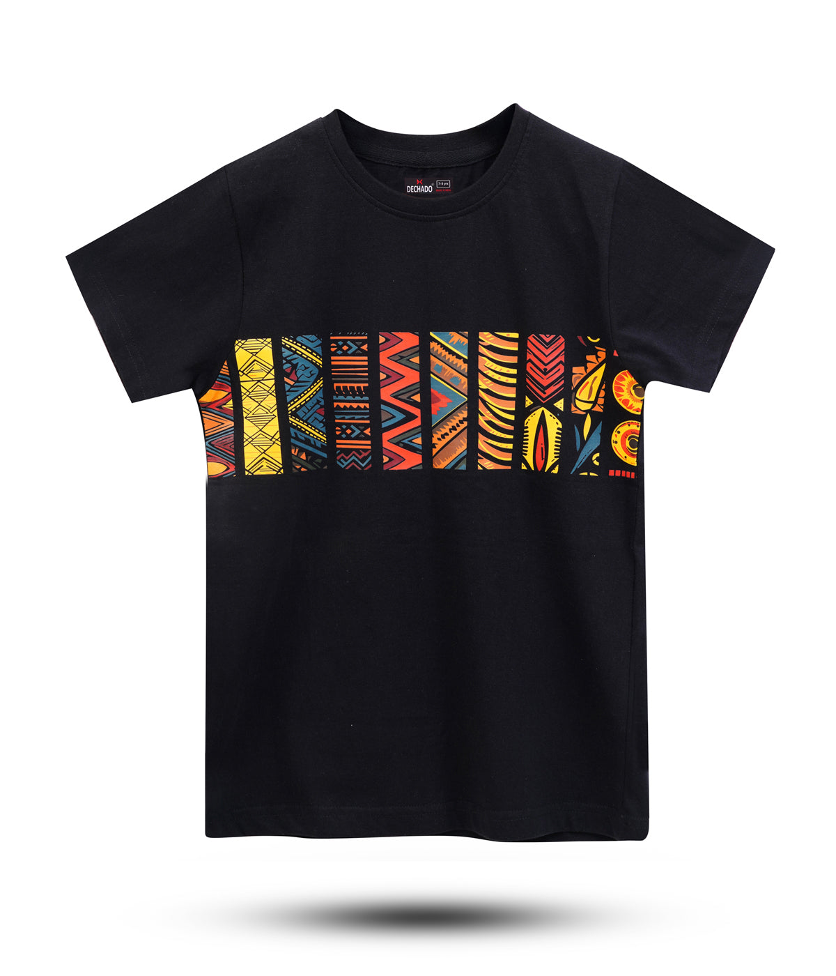 Boys Striped Pure Cotton Regular T Shirt  (Black, Pack of 1)