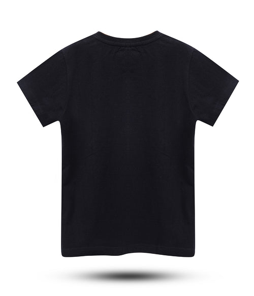 Boys Striped Pure Cotton Regular T Shirt  (Black, Pack of 1)