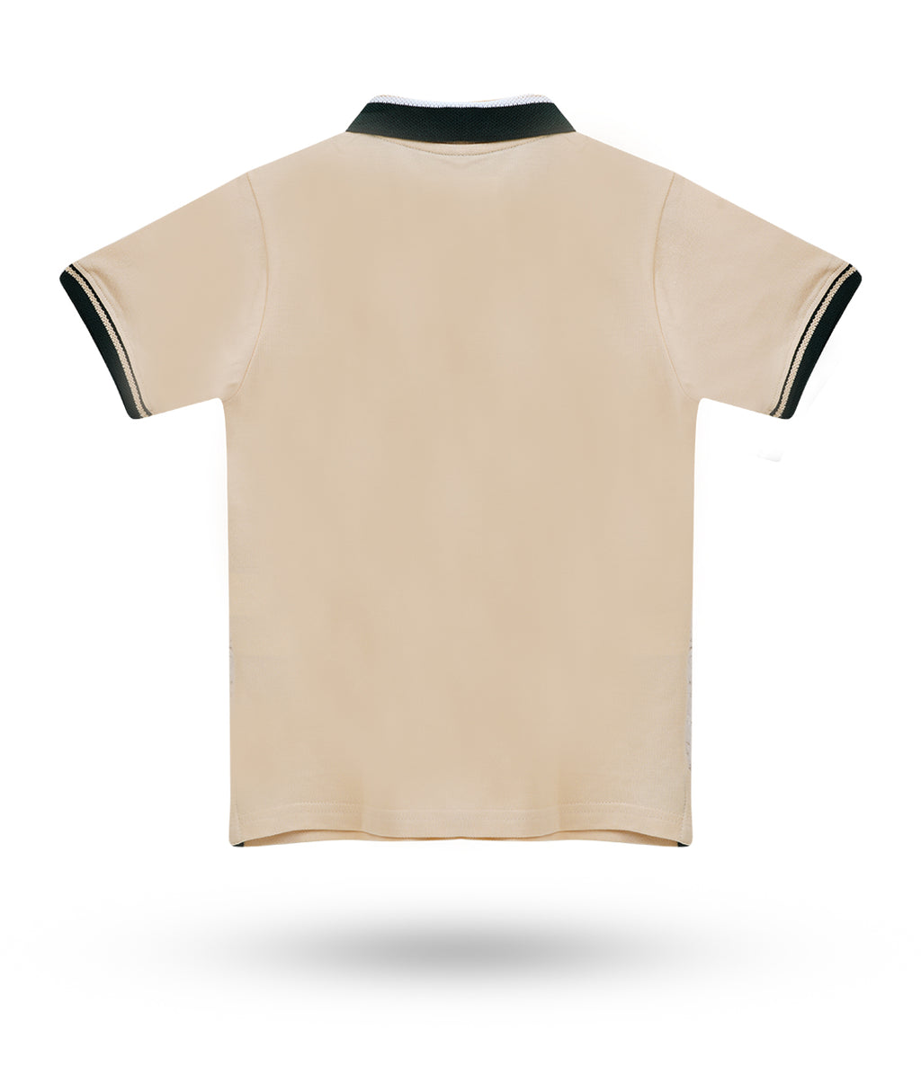 DECHADO - BOYS 100% COTTON POLO T-SHIRT - LIGHT BEIGE