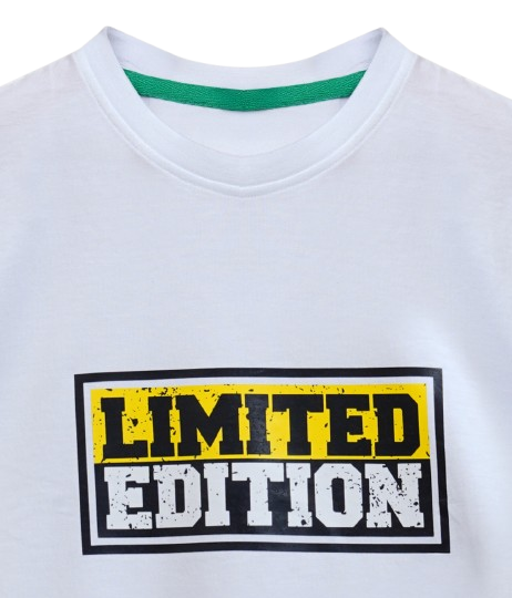 Dechado Kids White Printed Cotton T-Shirt – Round Neck Casual Wear for Boys & Girls (2-16 Years)
