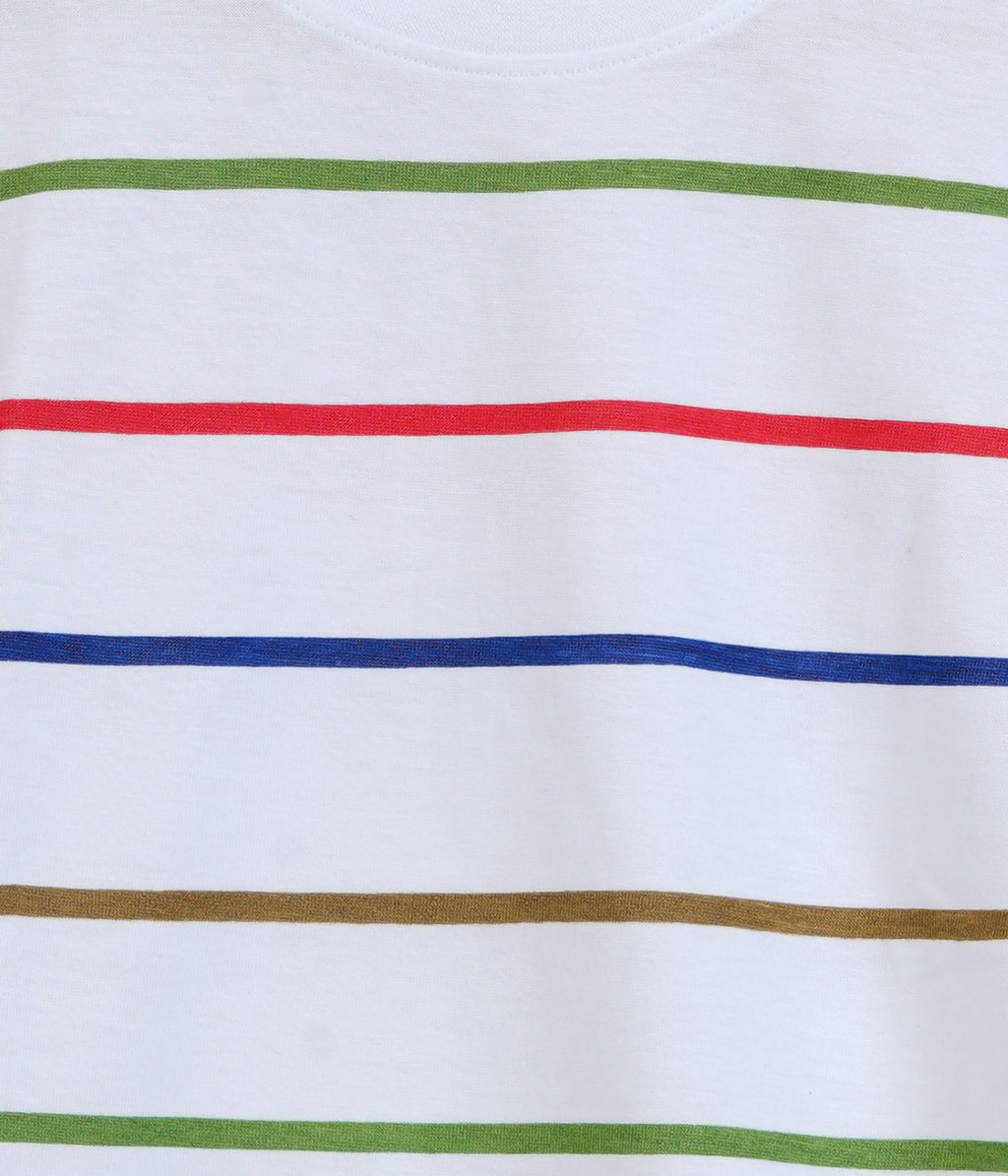 Dechado Boys Striped Pure Cotton T Shirt