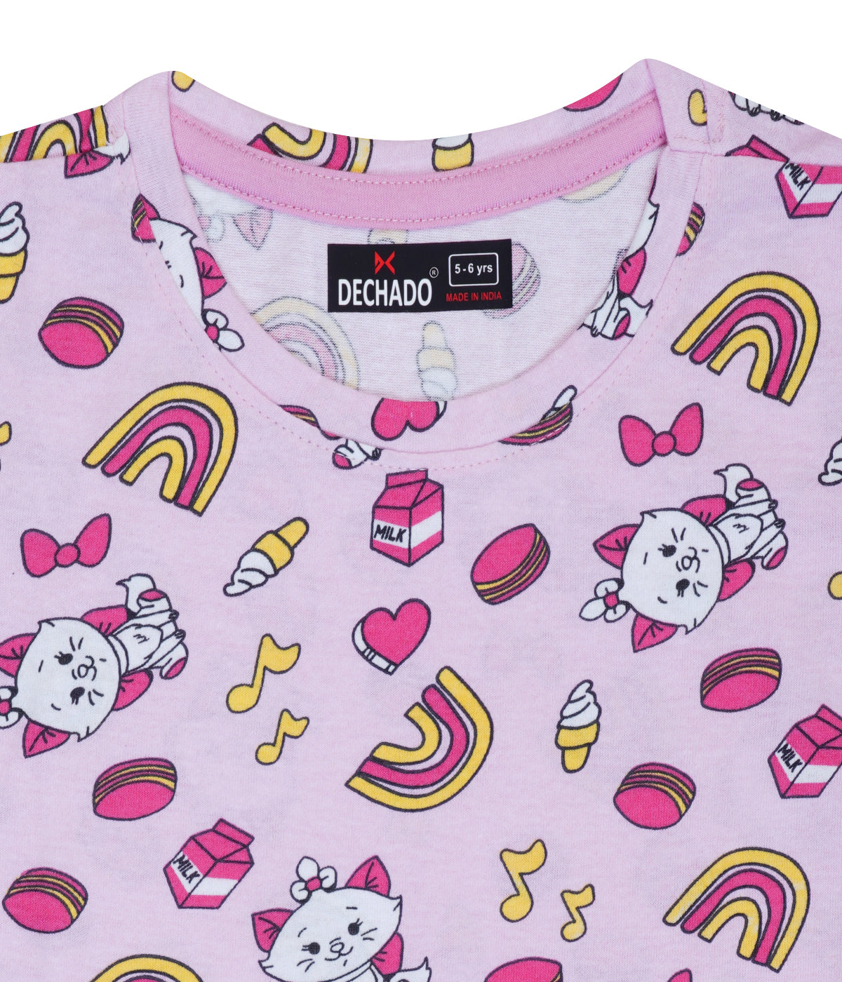 Dechado Girls Printed Pure Cotton Regular T Shirt