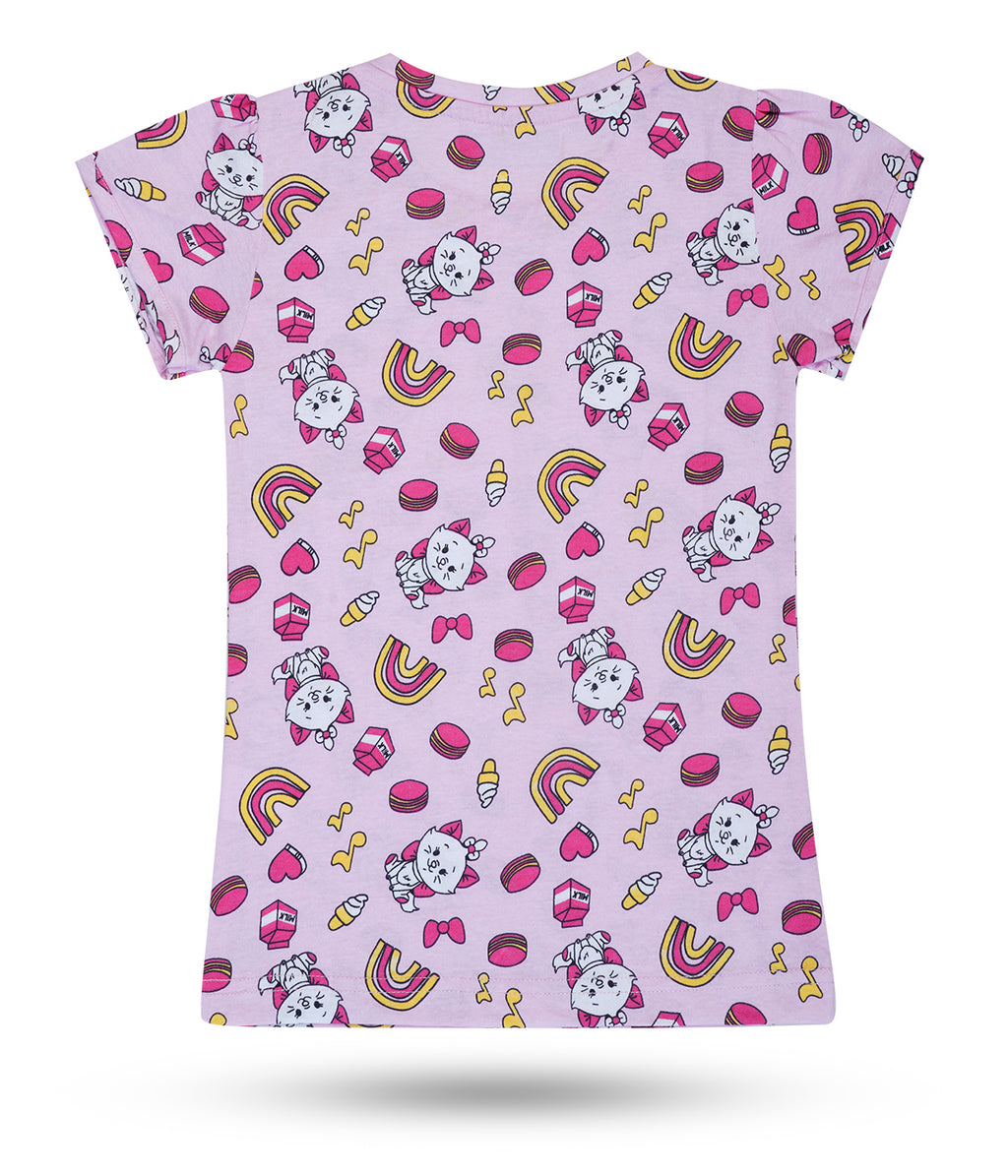 Dechado Girls Printed Pure Cotton Regular T Shirt