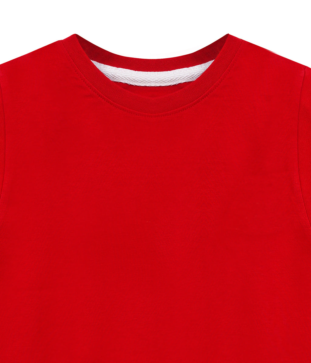 DECHADO Pure Cotton Solid T-Shirt for Boys and Kids | Red Cotton Tshirt