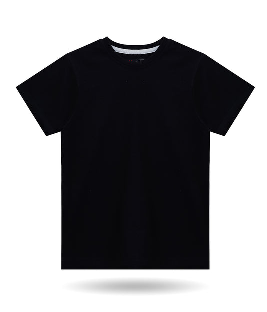 Boys Solid Pure Cotton Regular T Shirt  (Black, Pack of 1)
