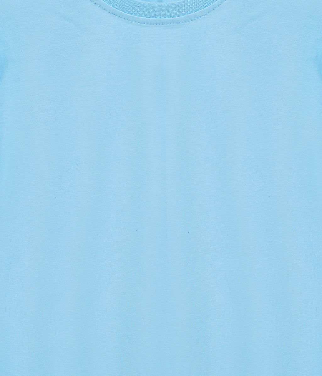 Boys Solid Pure Cotton Regular T Shirt  (Blue, Pack of 1)