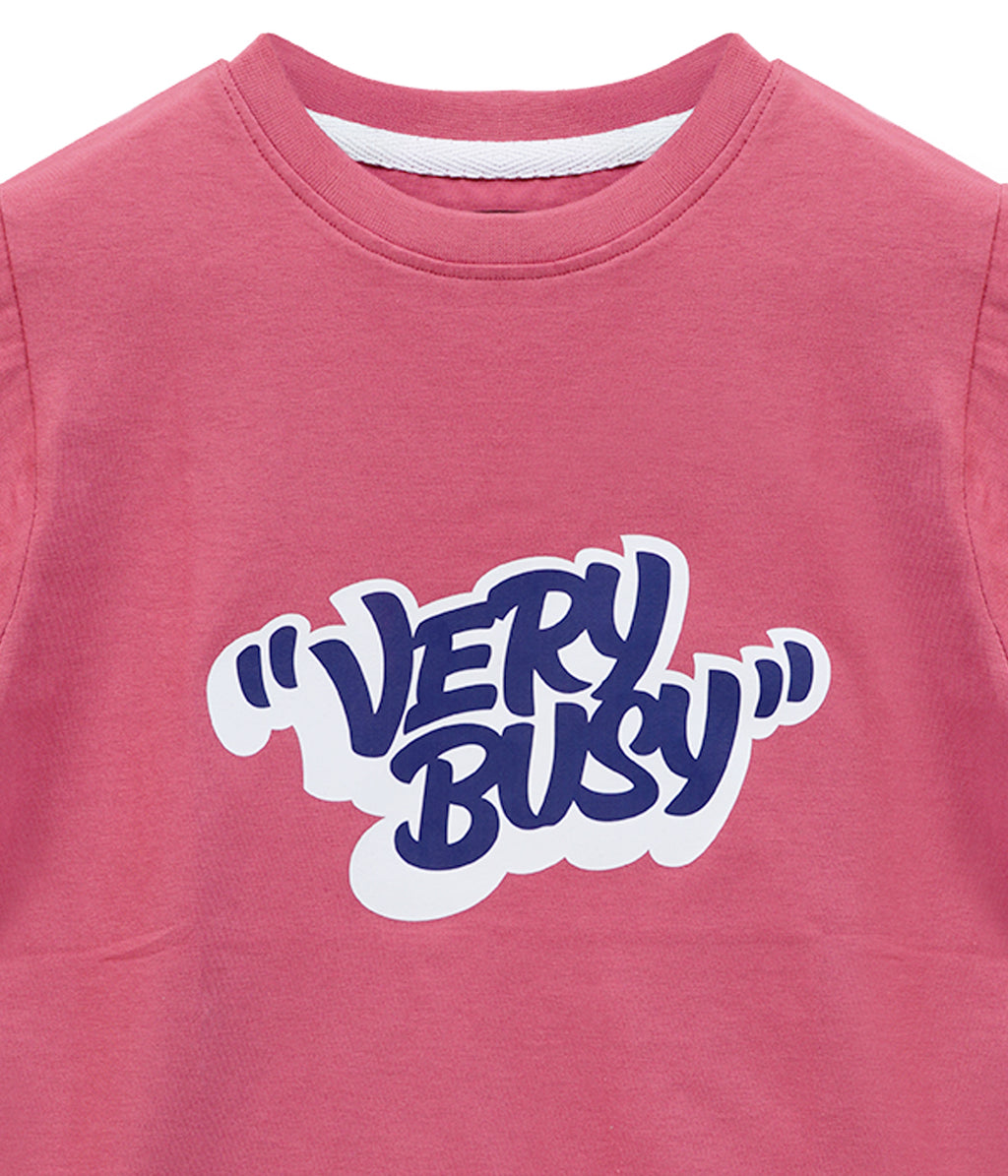 Dechado Boys Premium Cotton Graphic Onion Pink T-Shirt – "Very Busy" Print | 2–16 Years