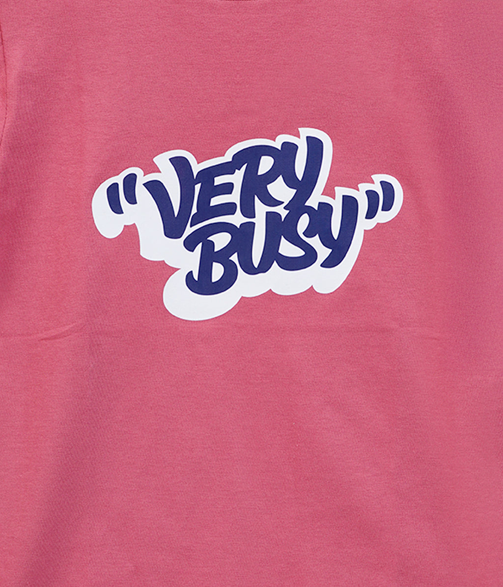 Dechado Boys Premium Cotton Graphic Onion Pink T-Shirt – "Very Busy" Print | 2–16 Years