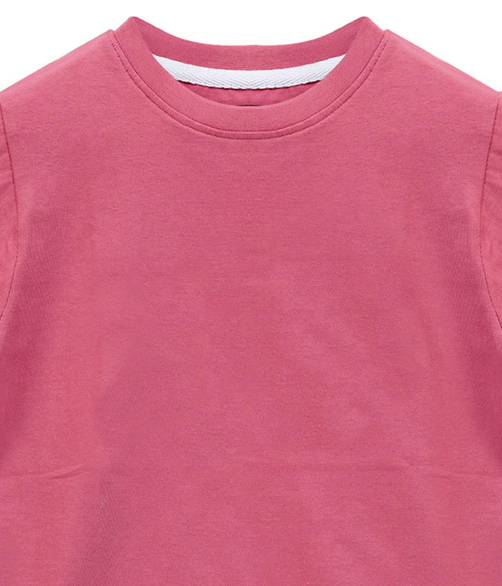 Boys Solid Pure Cotton Regular T Shirt  (Onion pink, Pack of 1)