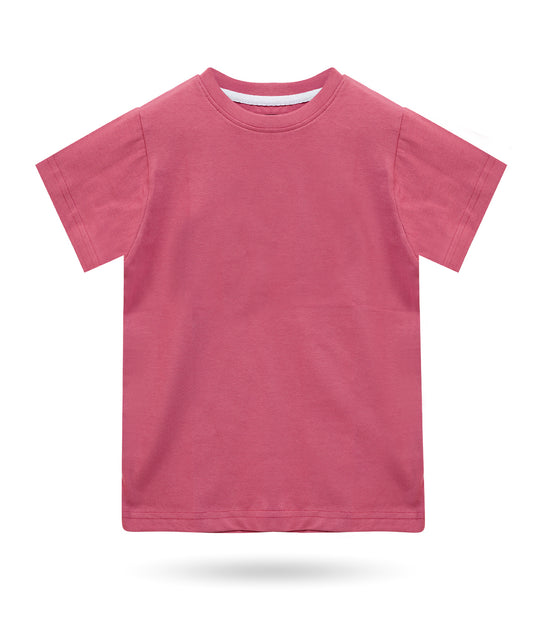 Boys Solid Pure Cotton Regular T Shirt  (Pink, Pack of 1)