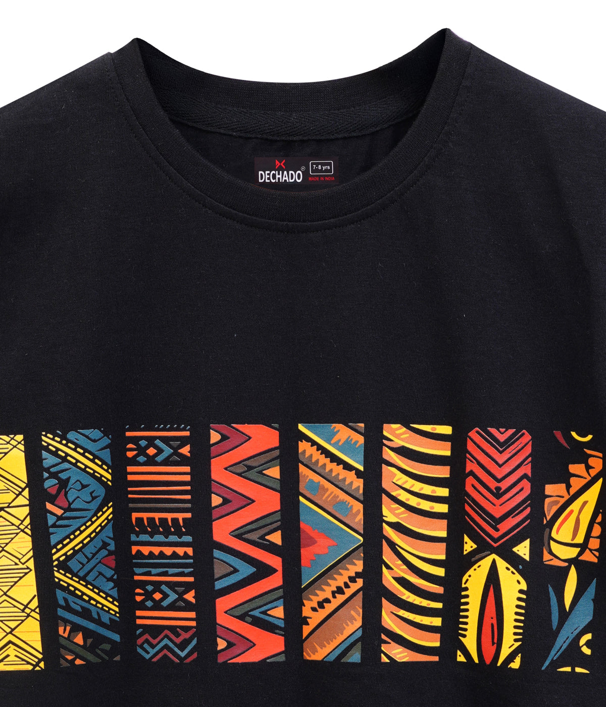 Boys Striped Pure Cotton Regular T Shirt  (Black, Pack of 1)