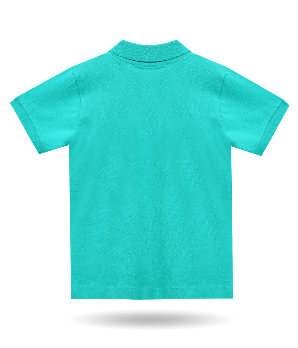 Dechado Boys Solid Pure Cotton Polo T Shirt Green