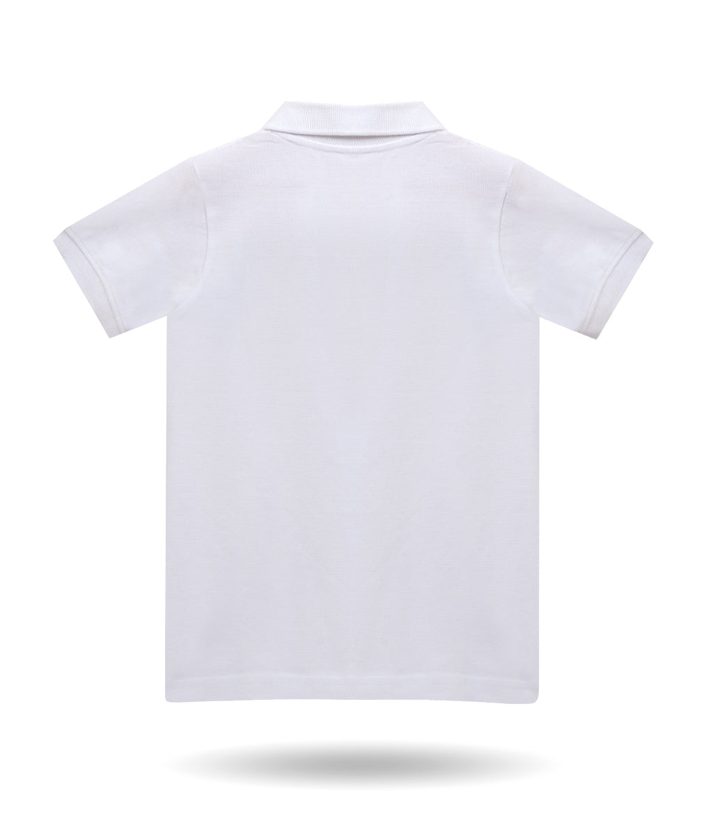 DECHADO - BOYS 100% COTTON SOLID POLO - WHITE