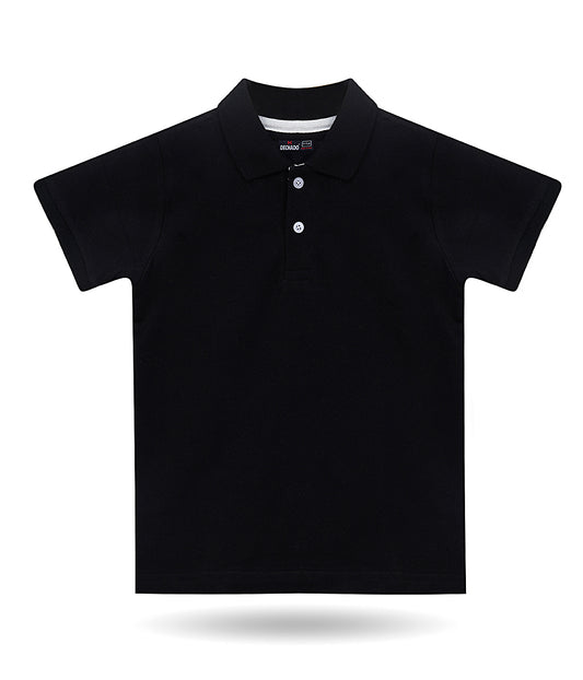 DECHADO - BOYS 100% COTTON SOLID POLO - BLACK
