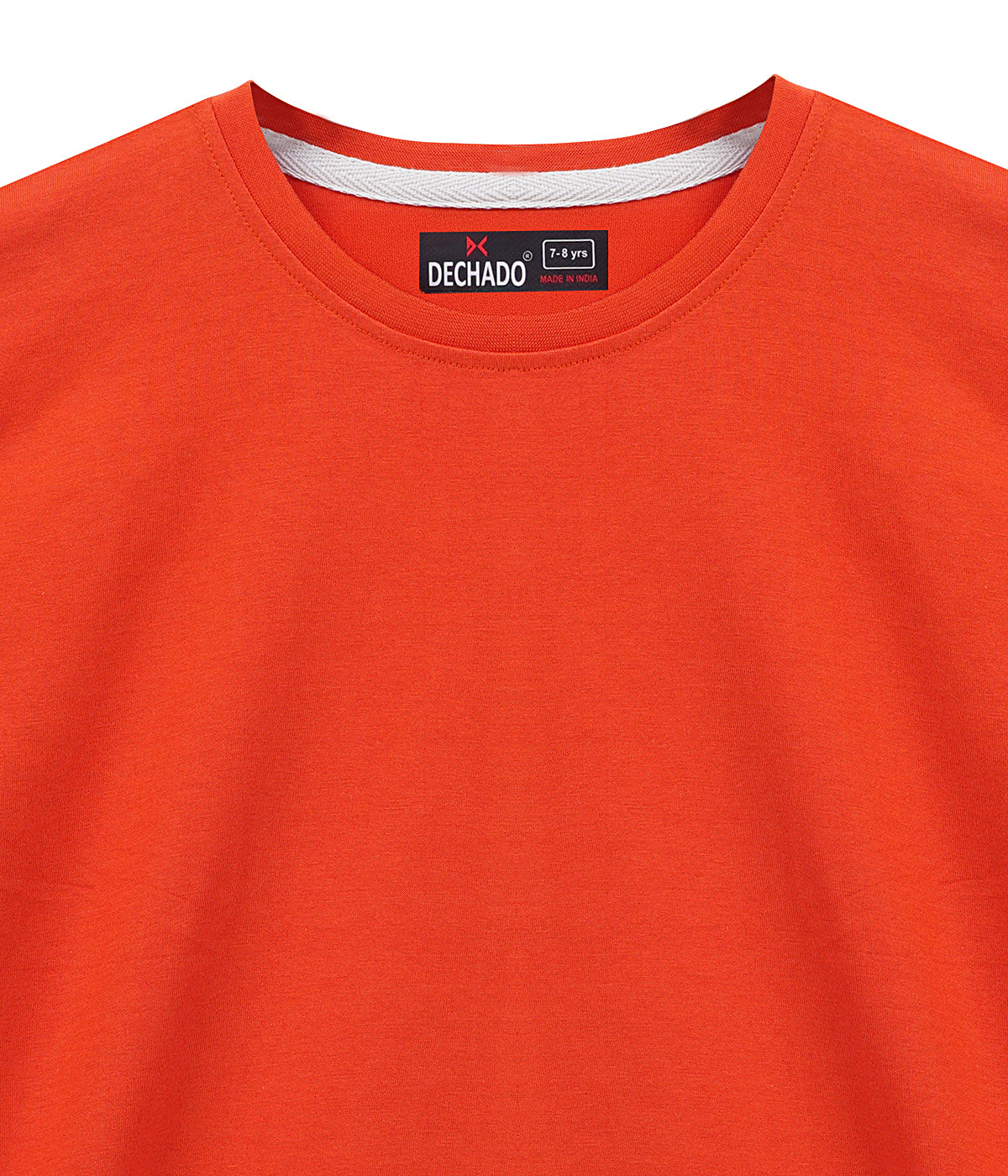Boys Solid Pure Cotton Regular T Shirt  (Orange, Pack of 1)